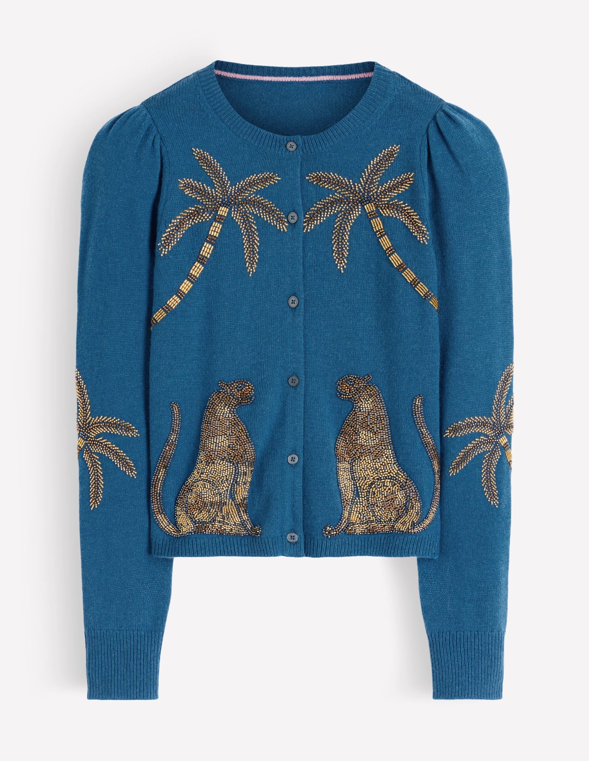 Ria Embellished Knit Cardigan-Blue. Palm - Image 8