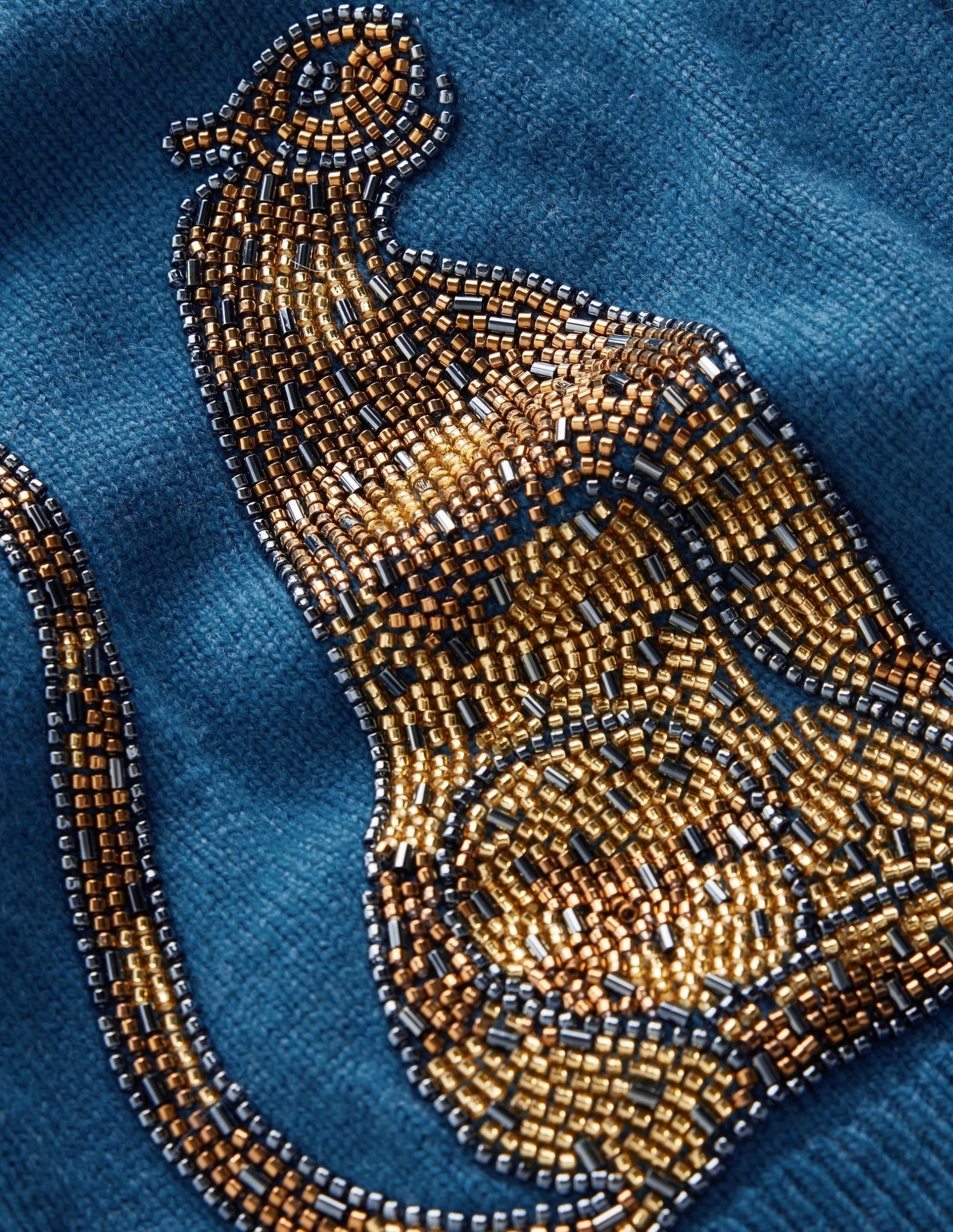 Ria Embellished Knit Cardigan-Blue. Palm - Image 9