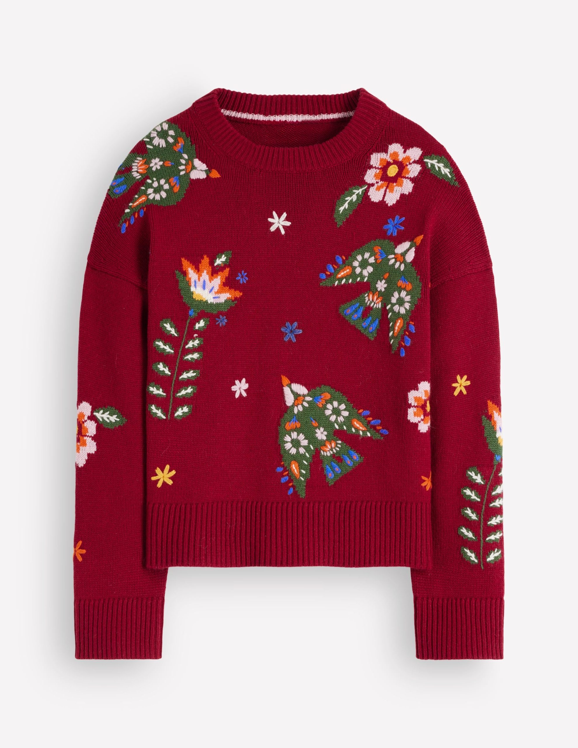Ella Embroidered Knit Sweater-Crimson Red Embroidery - Image 6