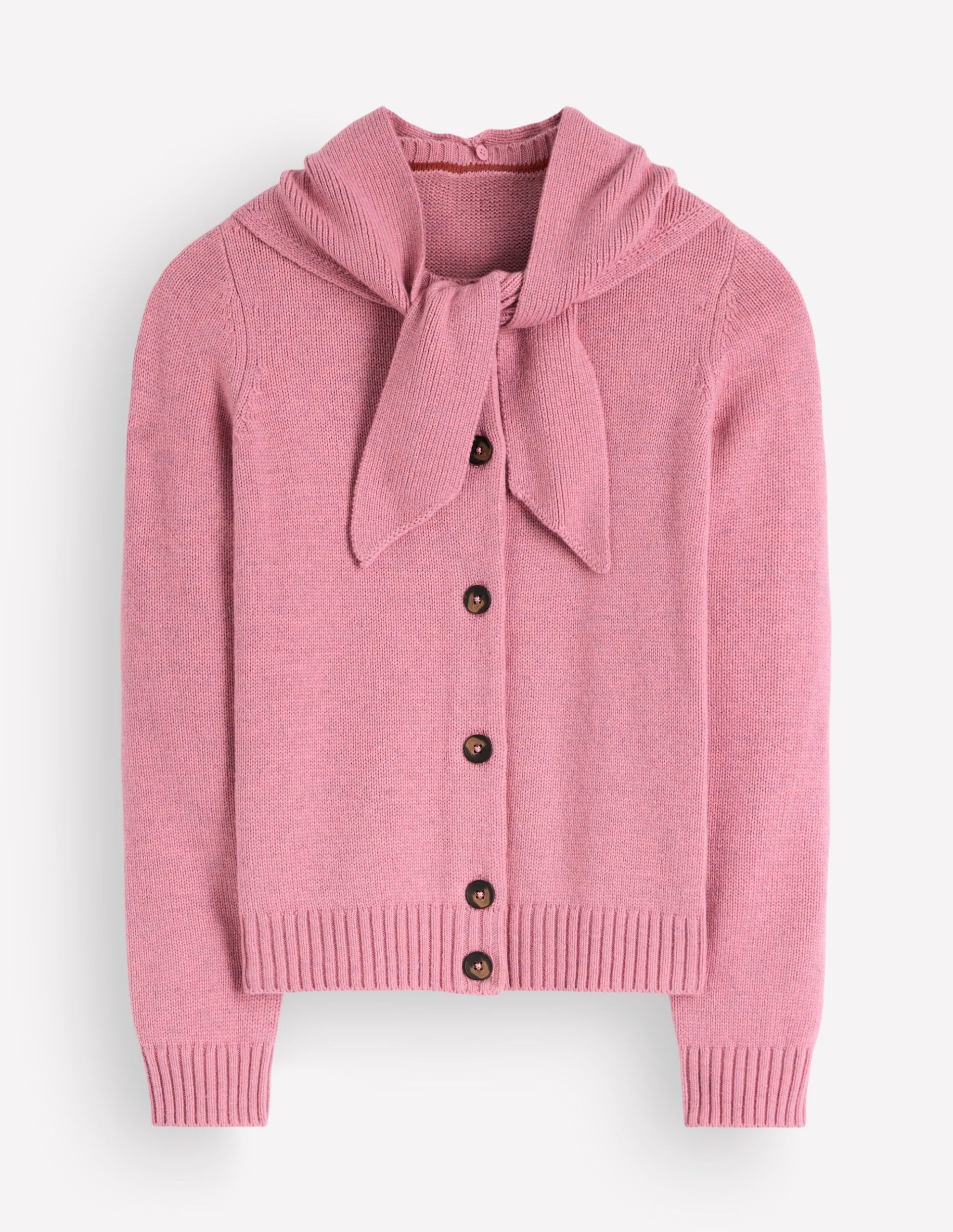 Lydia Tie Neck Knit Cardigan-Heather Rose Melange - Image 6