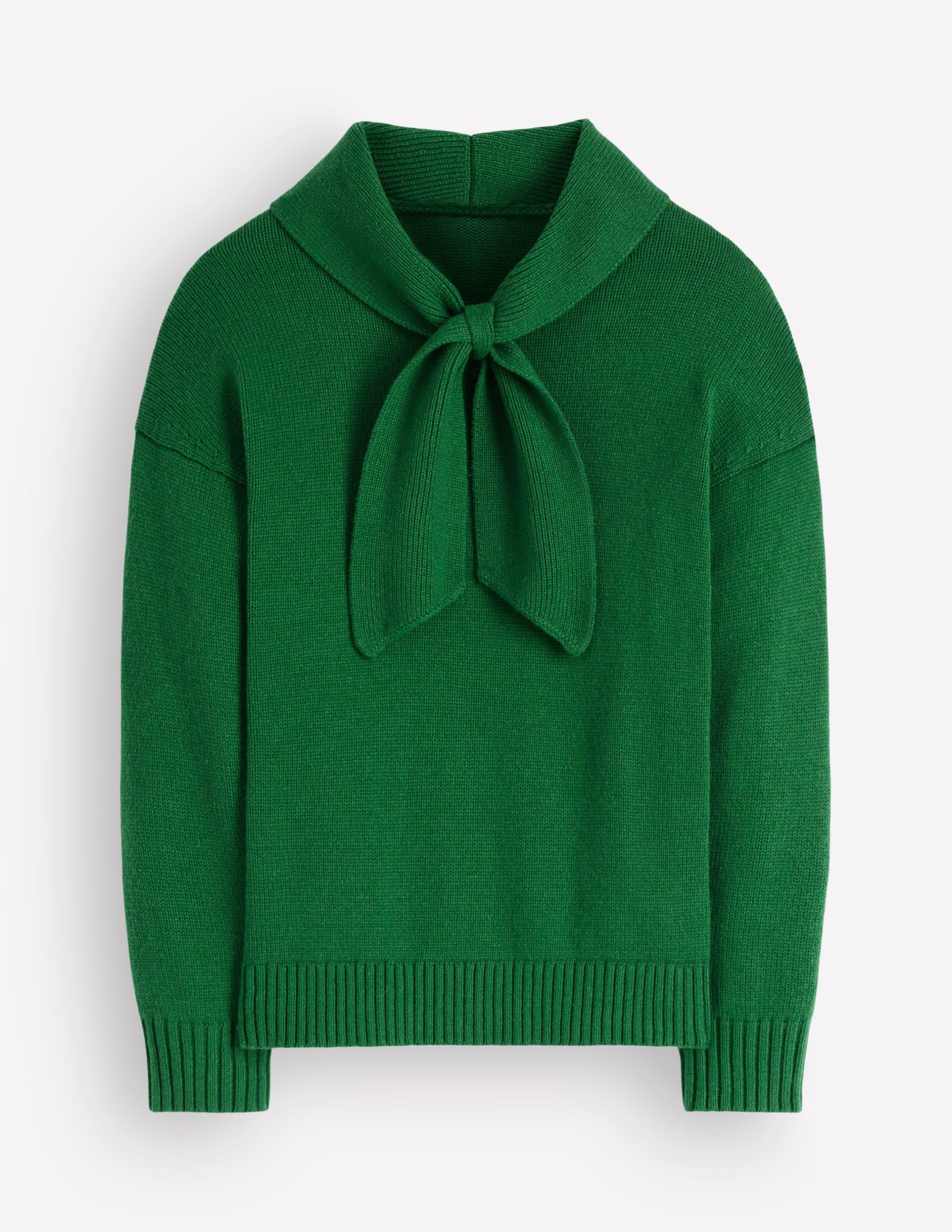 Lydia Tie Neck Knitted Sweater-Hunter Green Melange - Image 6