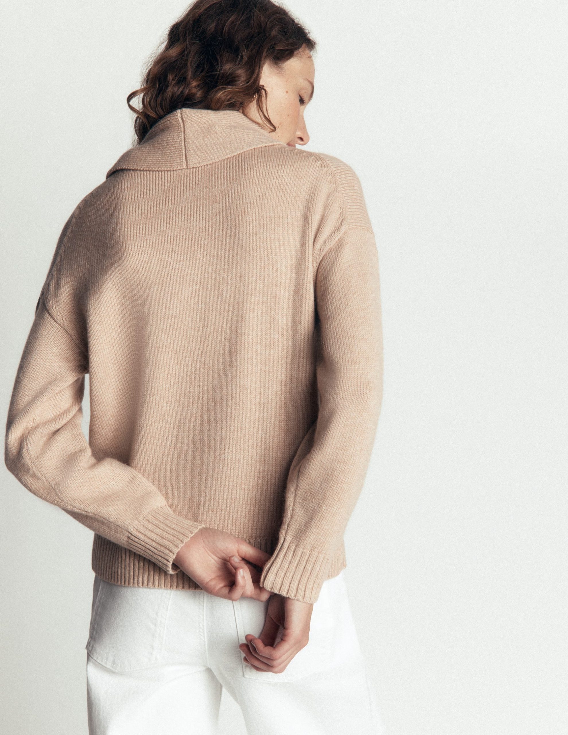Lydia Tie Neck Knitted Sweater-Chinchilla Melange - Image 3