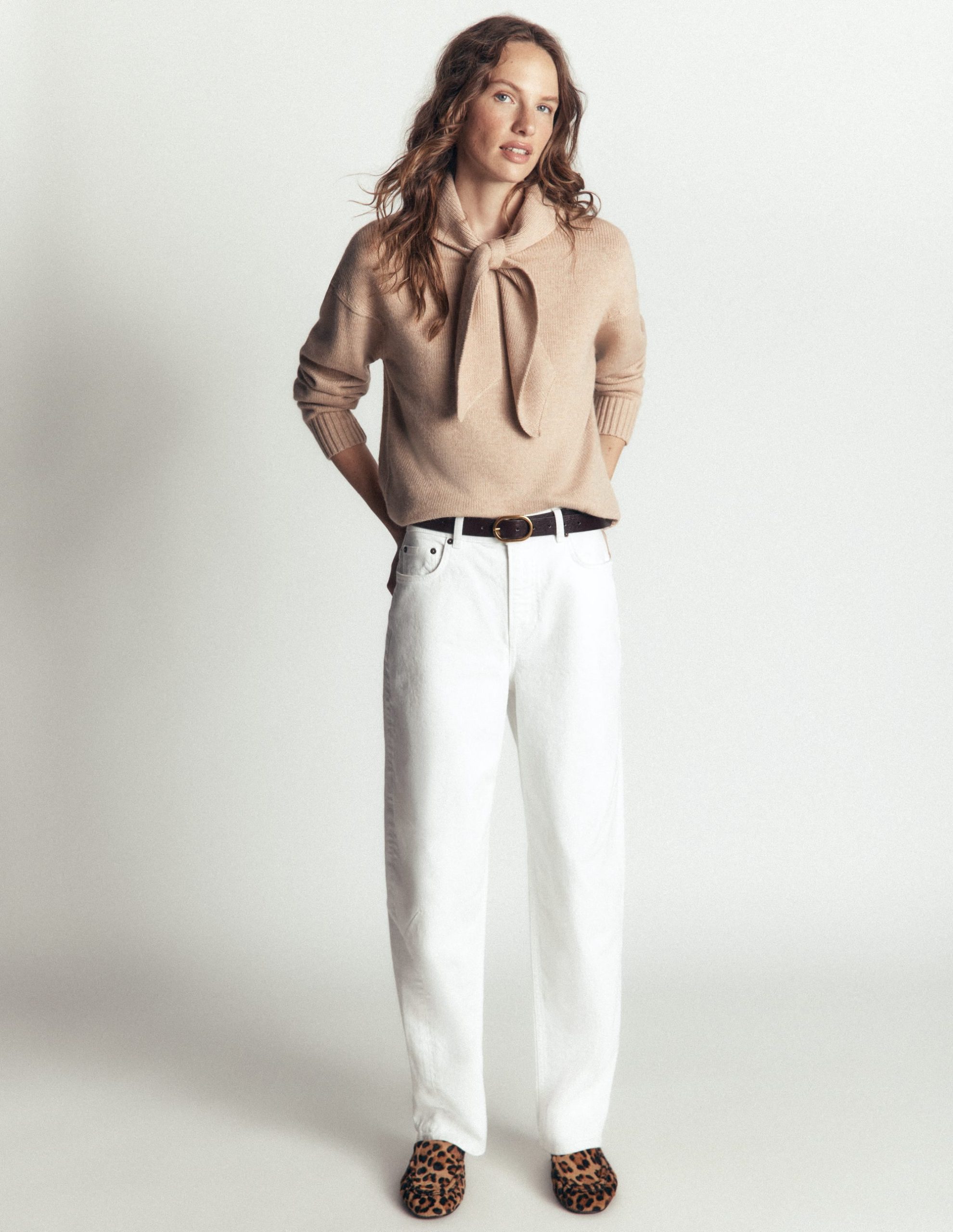 Lydia Tie Neck Knitted Sweater-Chinchilla Melange - Image 4