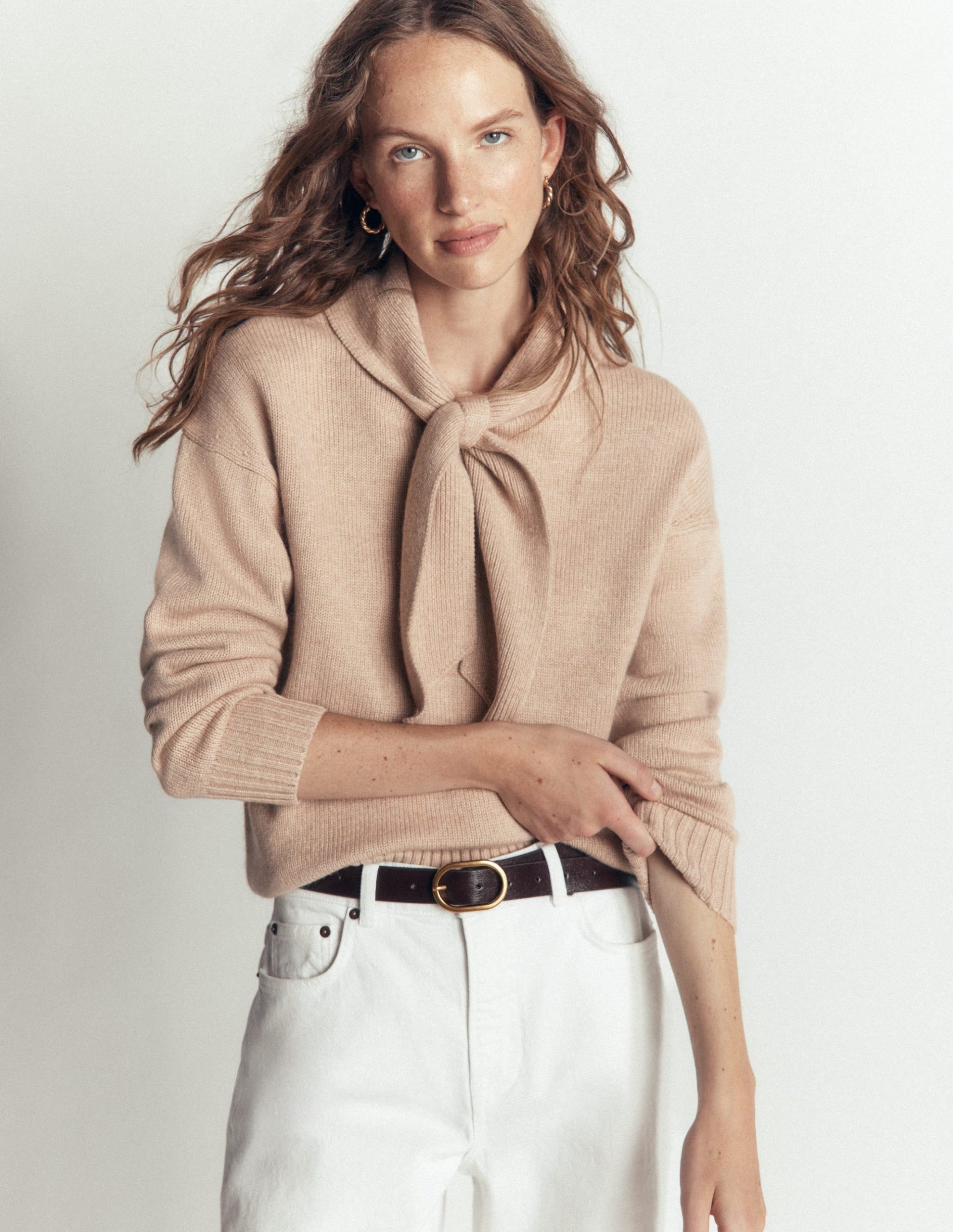 Lydia Tie Neck Knitted Sweater-Chinchilla Melange - Image 5