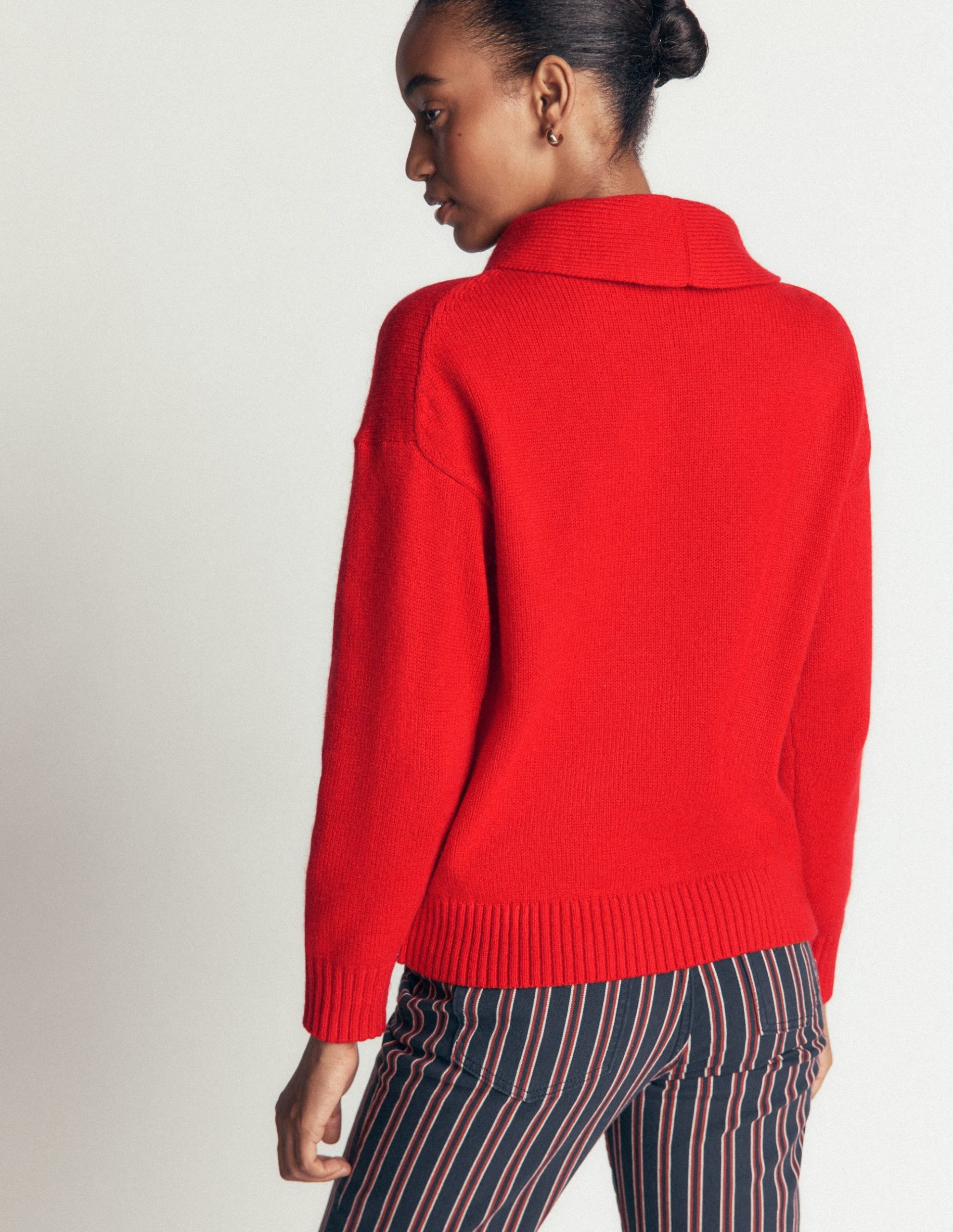 Lydia Tie Neck Knitted Sweater-Poppy Red - Image 4