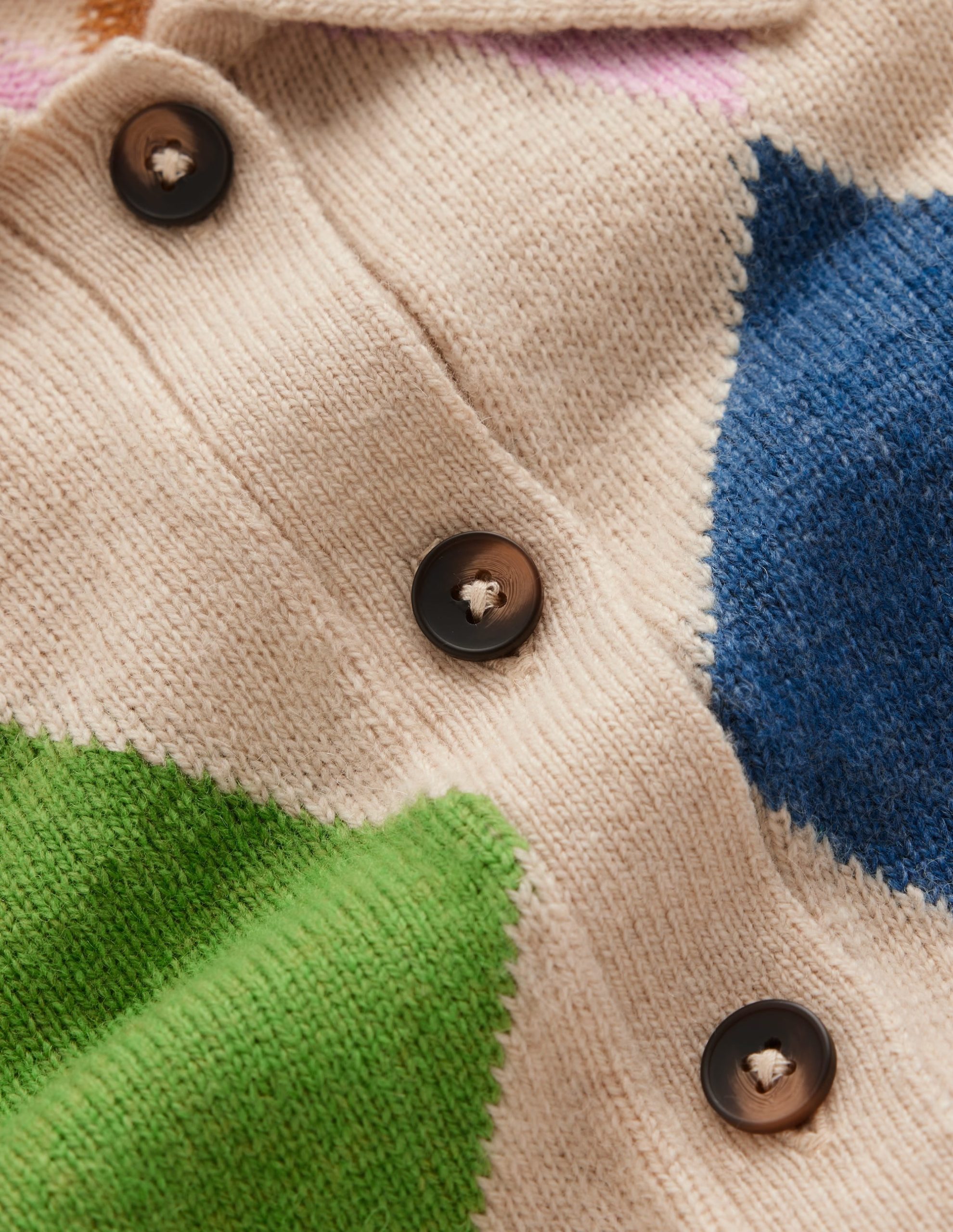 Ariadne Wool Blend Cardigan-Oatmeal Melange. Multi Argyle - Image 6