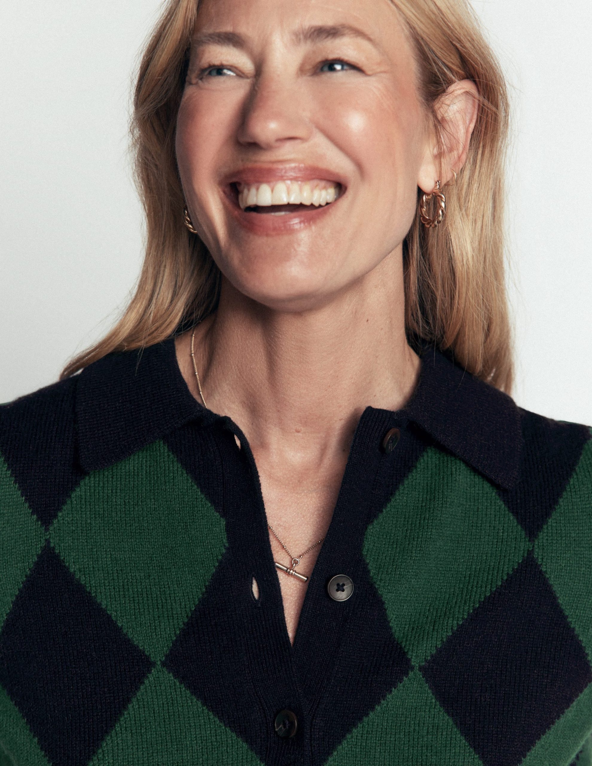 Ariadne Wool Blend Cardigan-Navy Argyle - Image 2