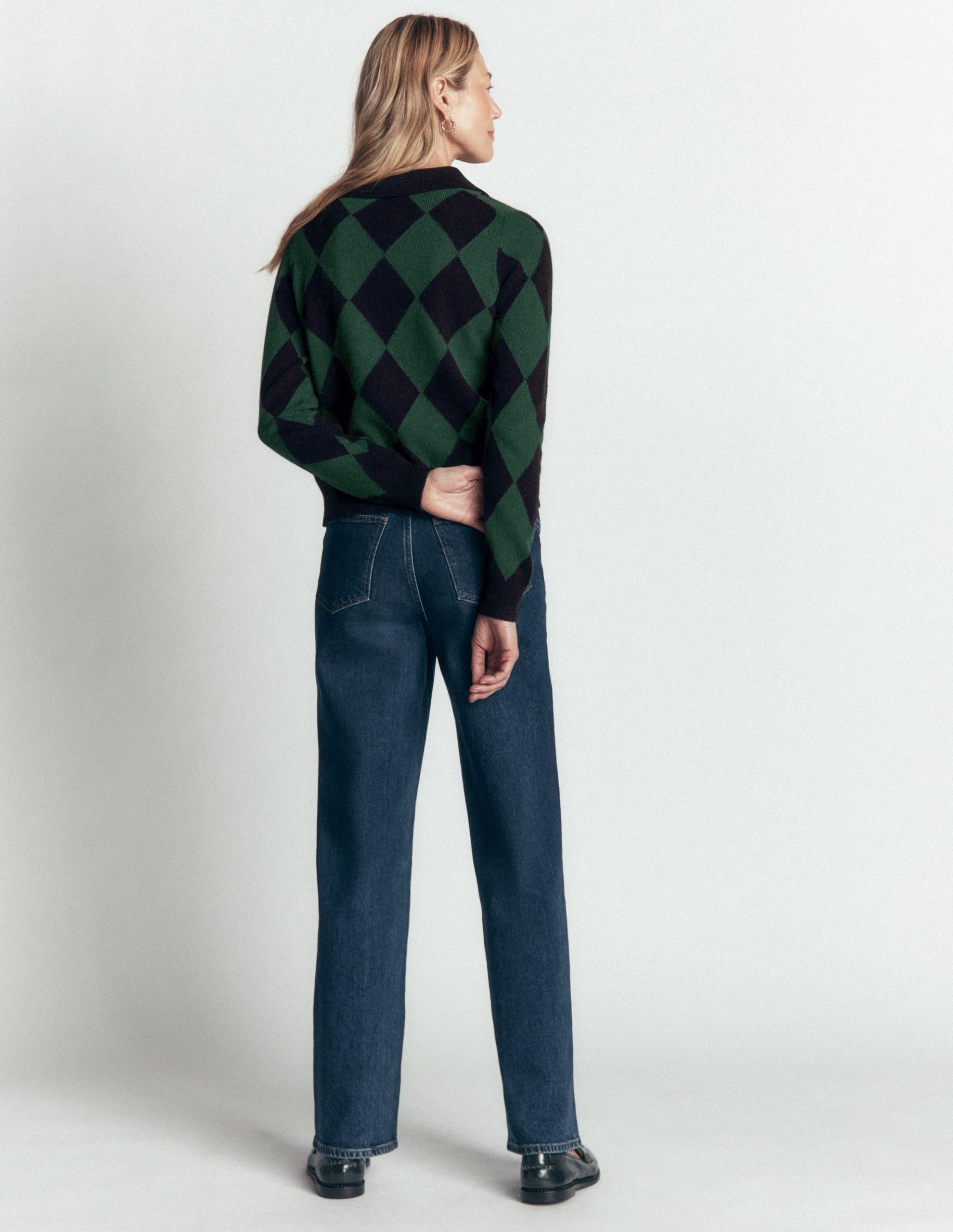 Ariadne Wool Blend Cardigan-Navy Argyle - Image 3