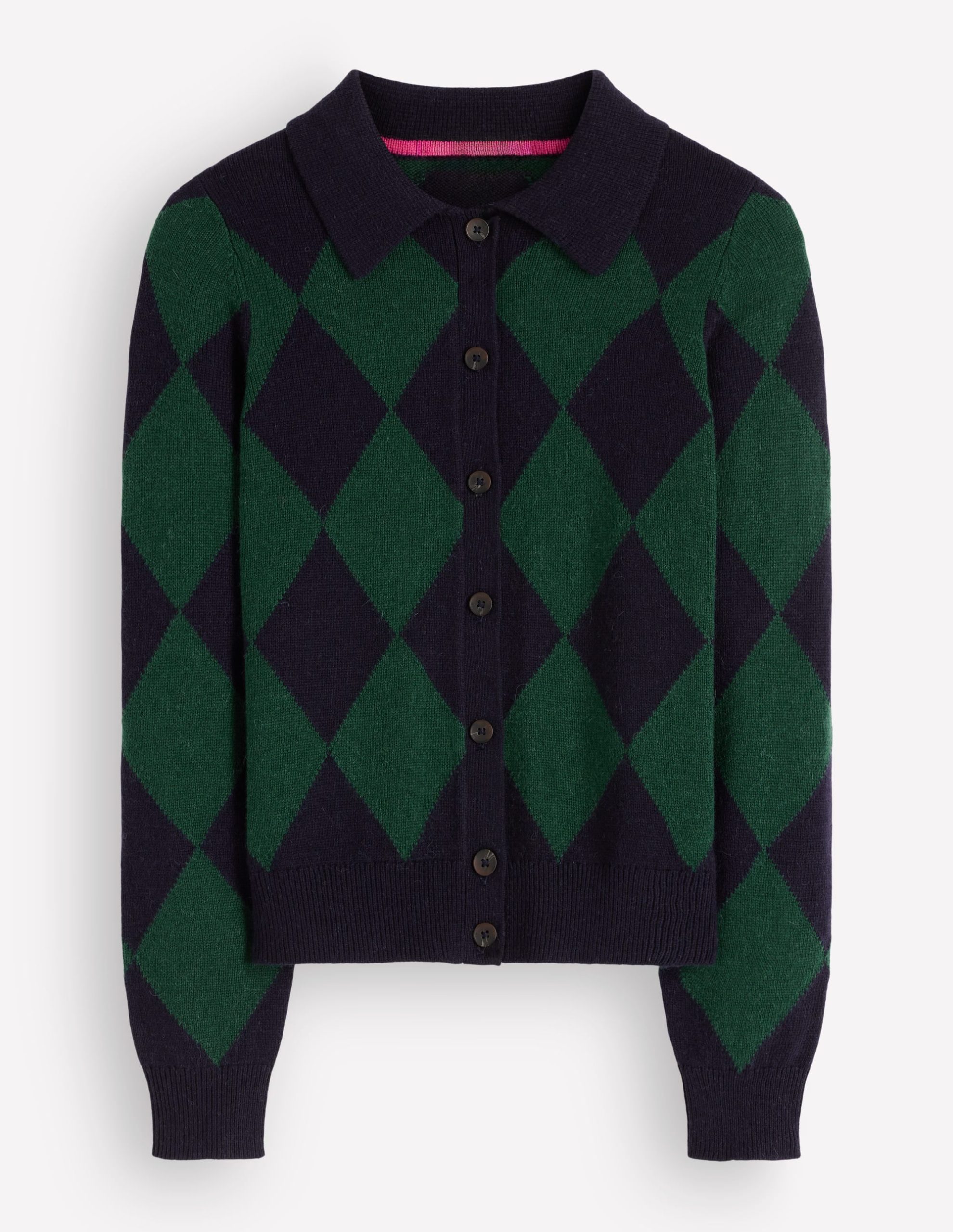 Ariadne Wool Blend Cardigan-Navy Argyle - Image 6