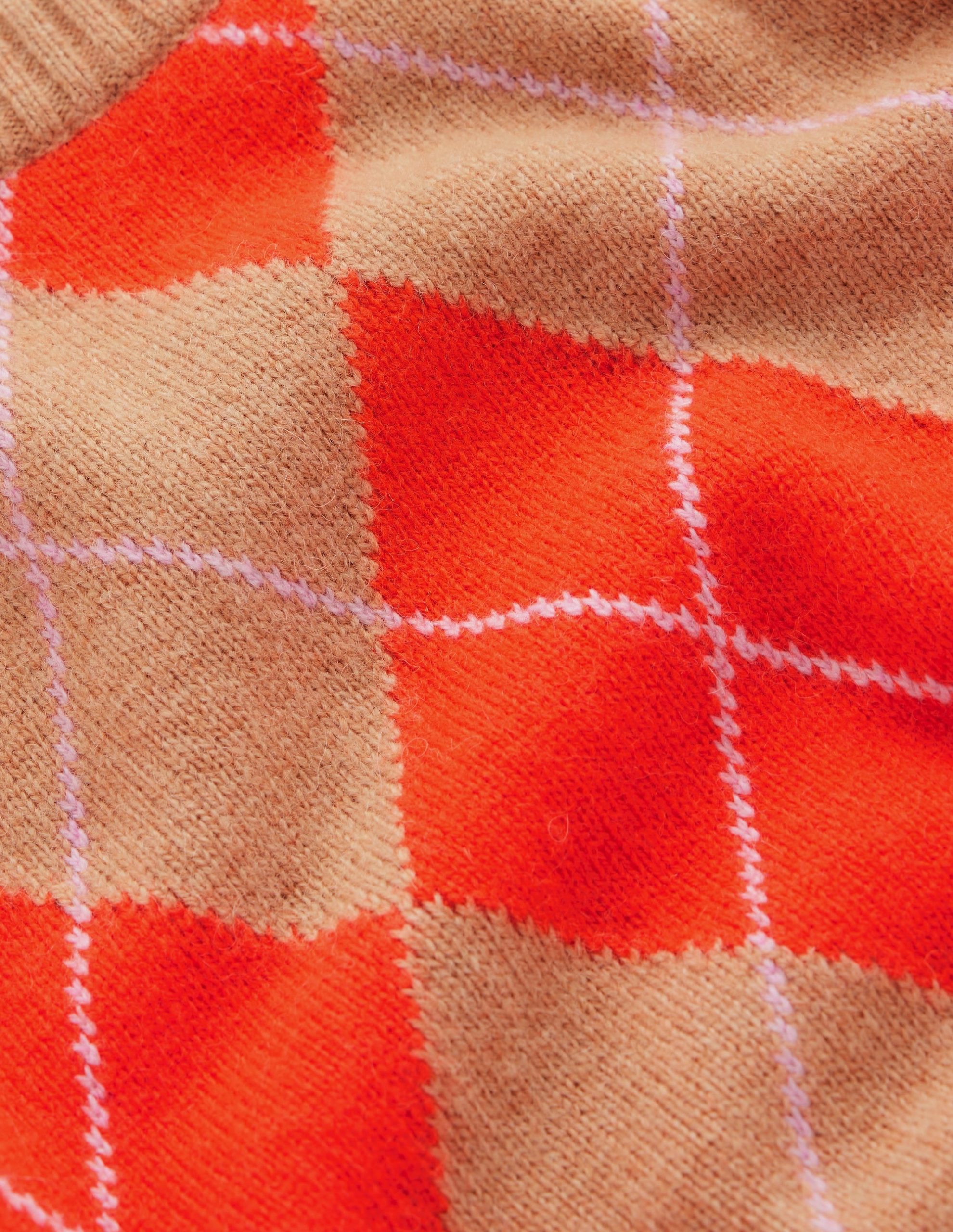 Ariadne Wool Blend Sweater-Orange Argyle - Image 7