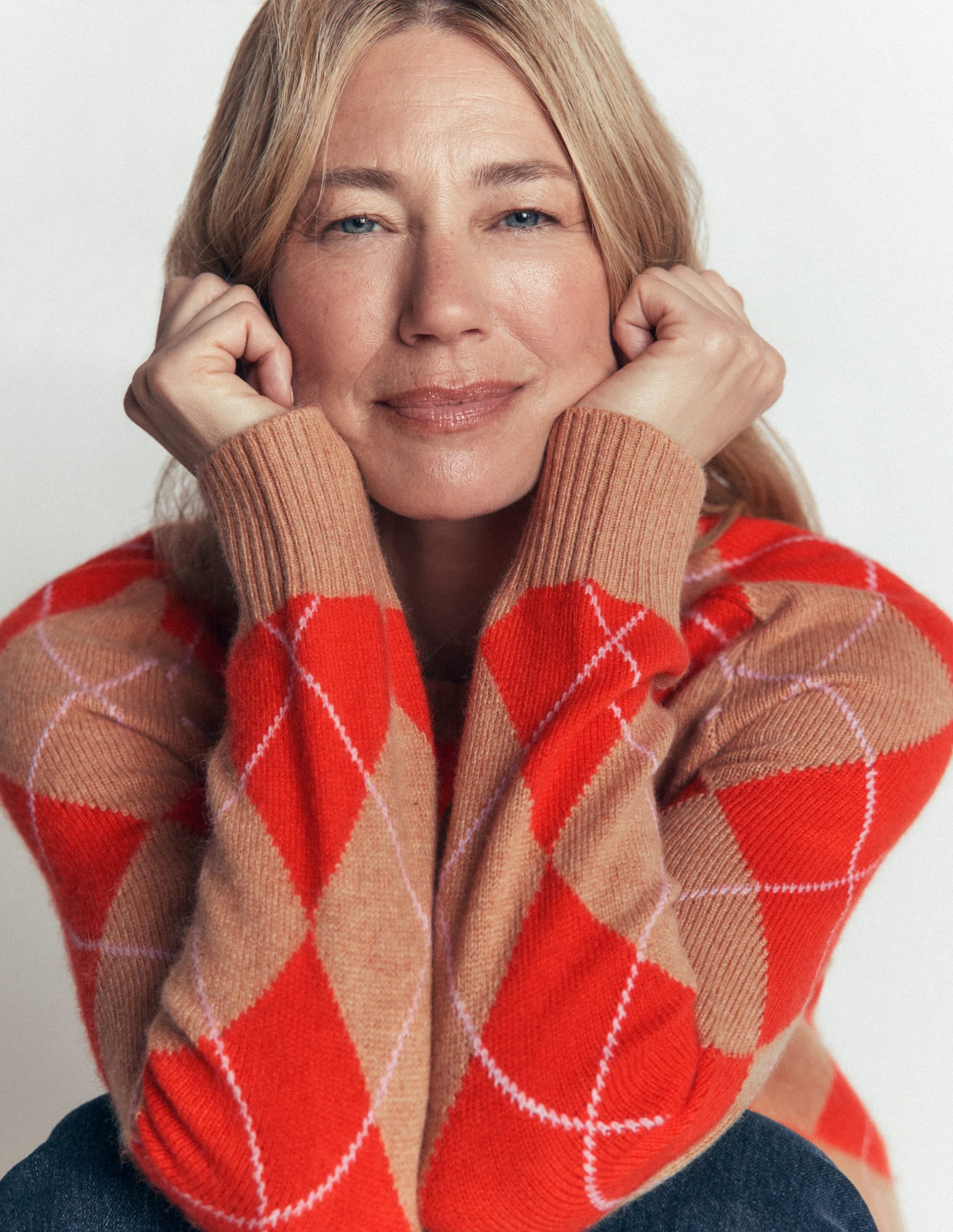 Ariadne Wool Blend Sweater-Orange Argyle - Image 2