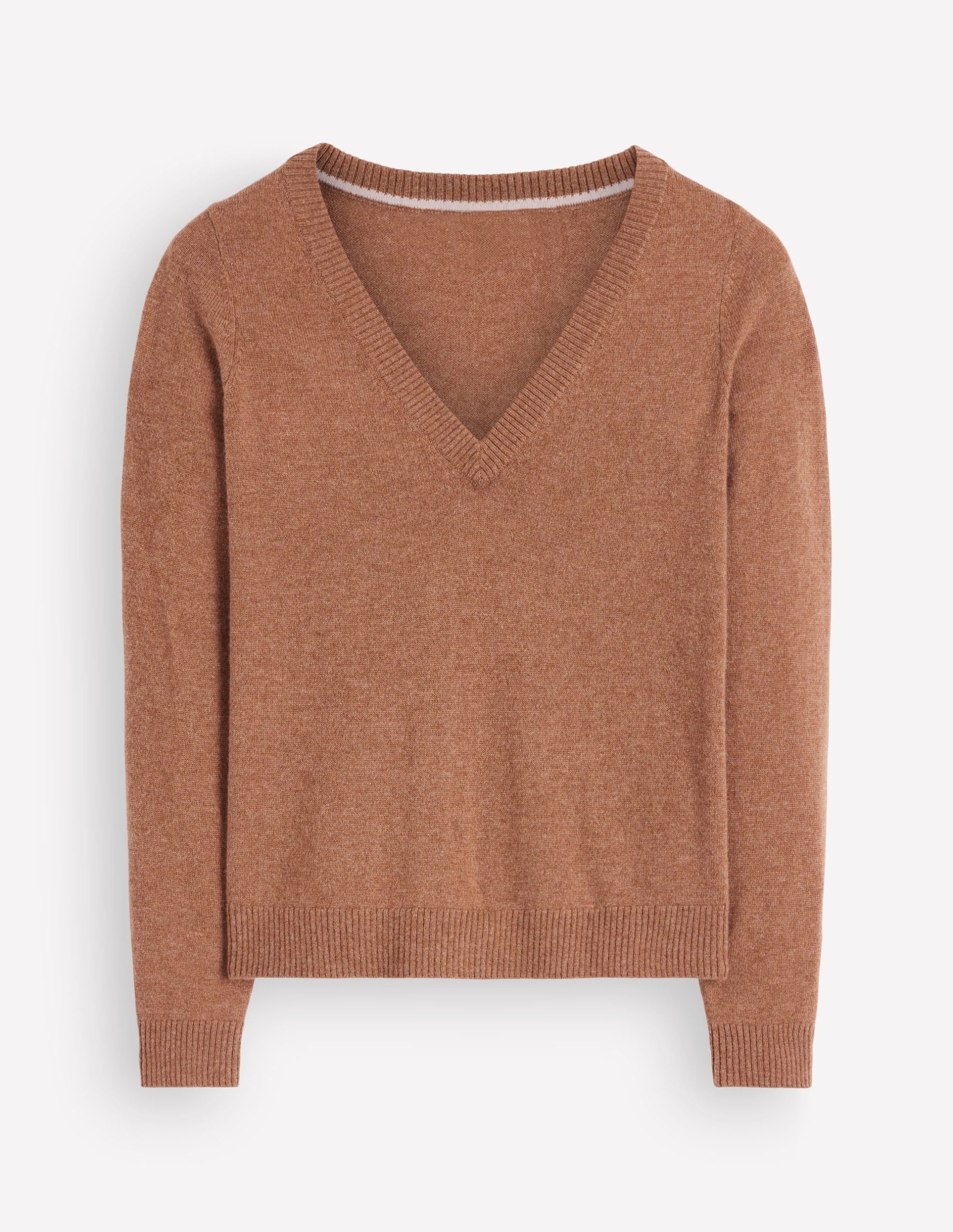 Elsie Cashmere V Neck Sweater-Warm Ginger - Image 6