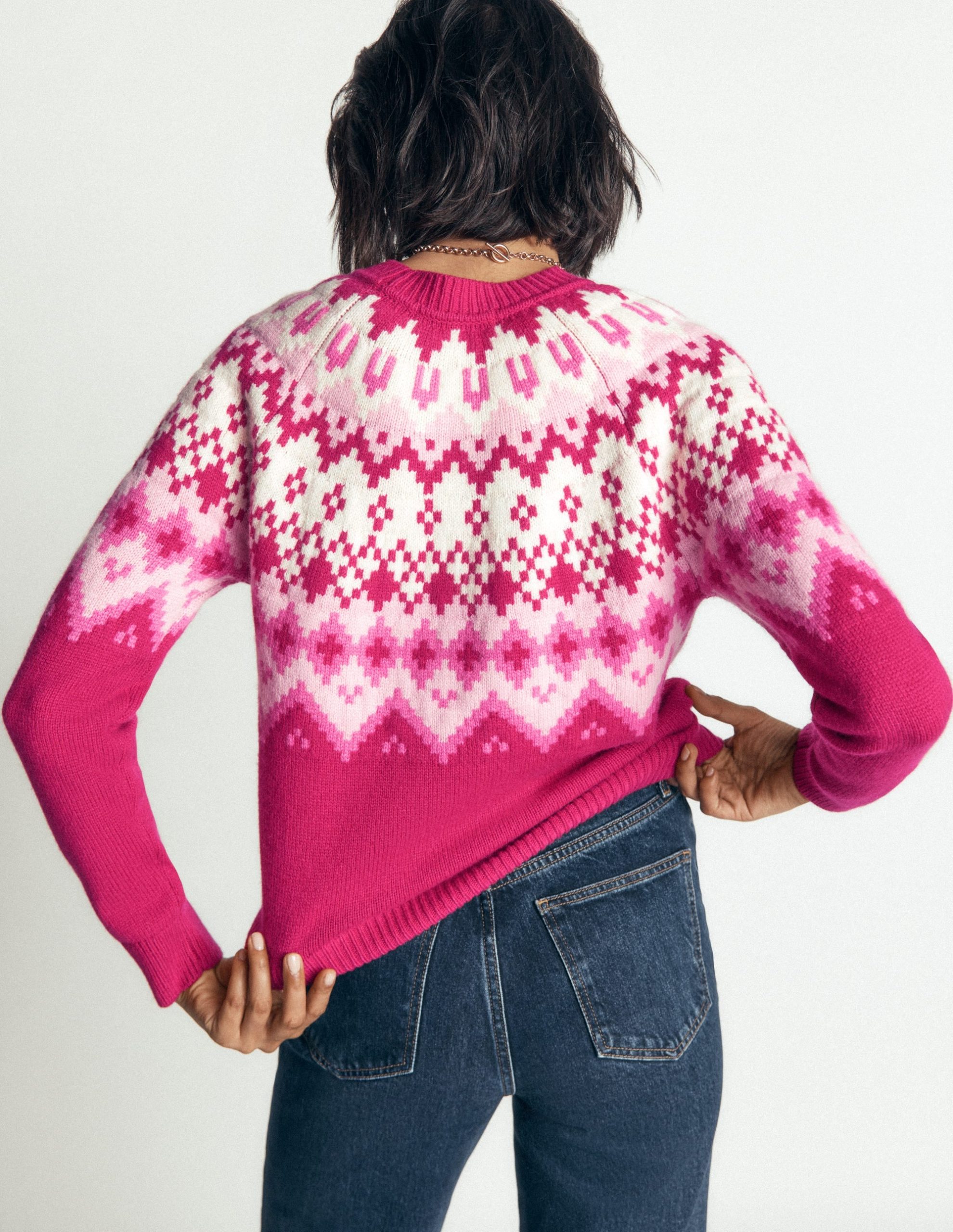 Mae Fair Isle Knitted Sweater-Red Bud Melange - Image 4