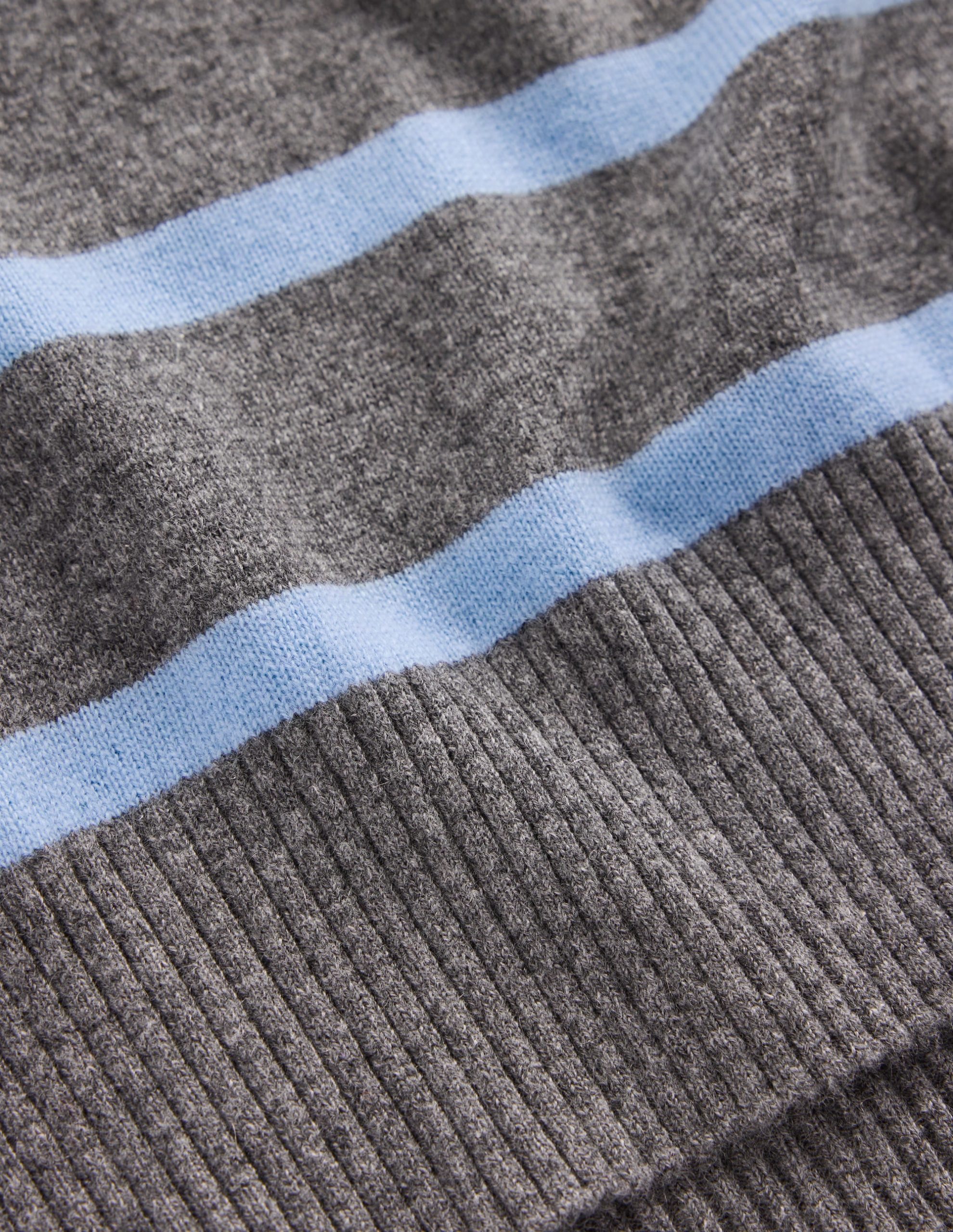 Fay Cashmere Crew Neck Sweater-Charcoal. Blue Stripe - Image 7