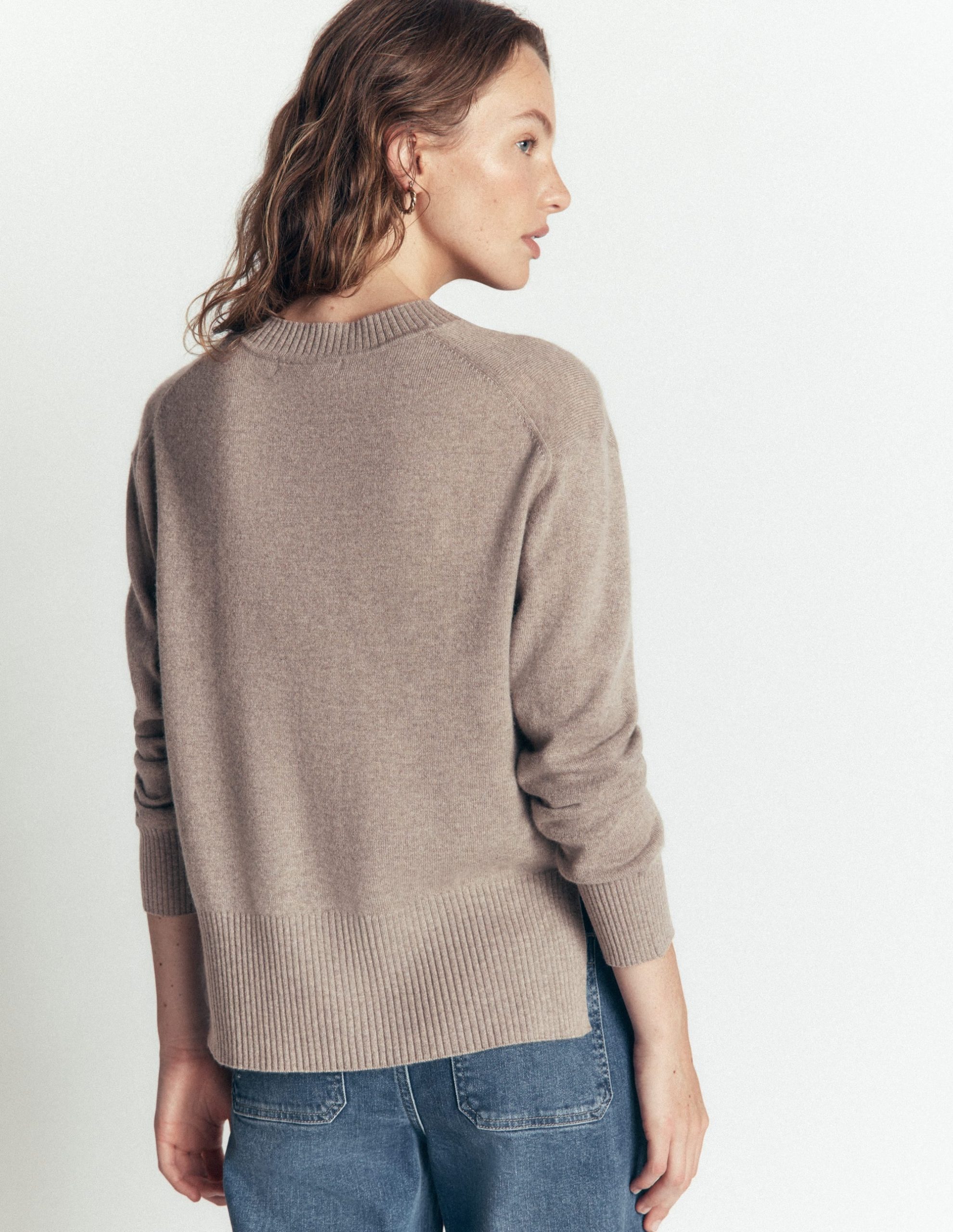 Fay Cashmere Crew Neck Sweater-Mink Melange - Image 3