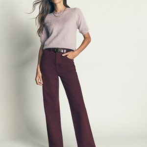 High Rise Column Leg Jeans-Wine Tasting