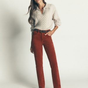 High Rise Cord Slim Jeans-Burnt Henna