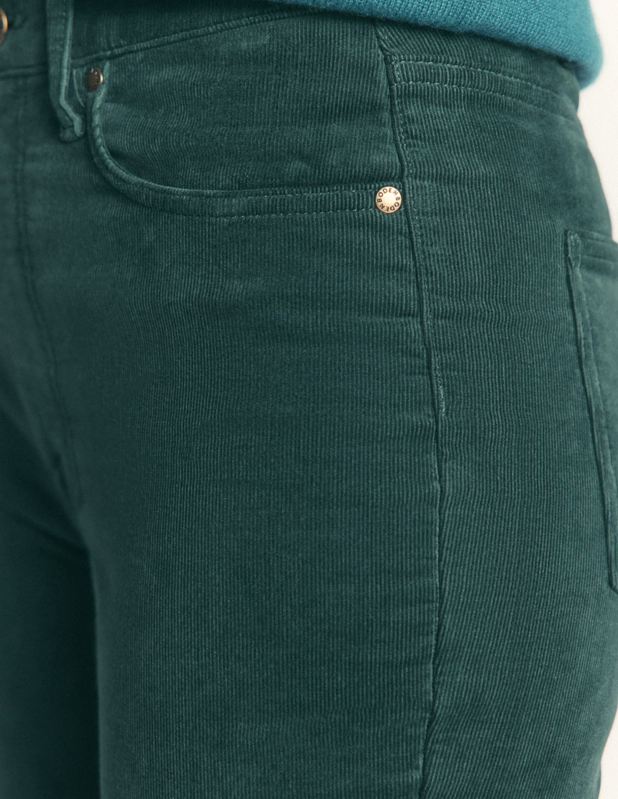 High Rise Cord Slim Jeans-Sea Moss - Image 2