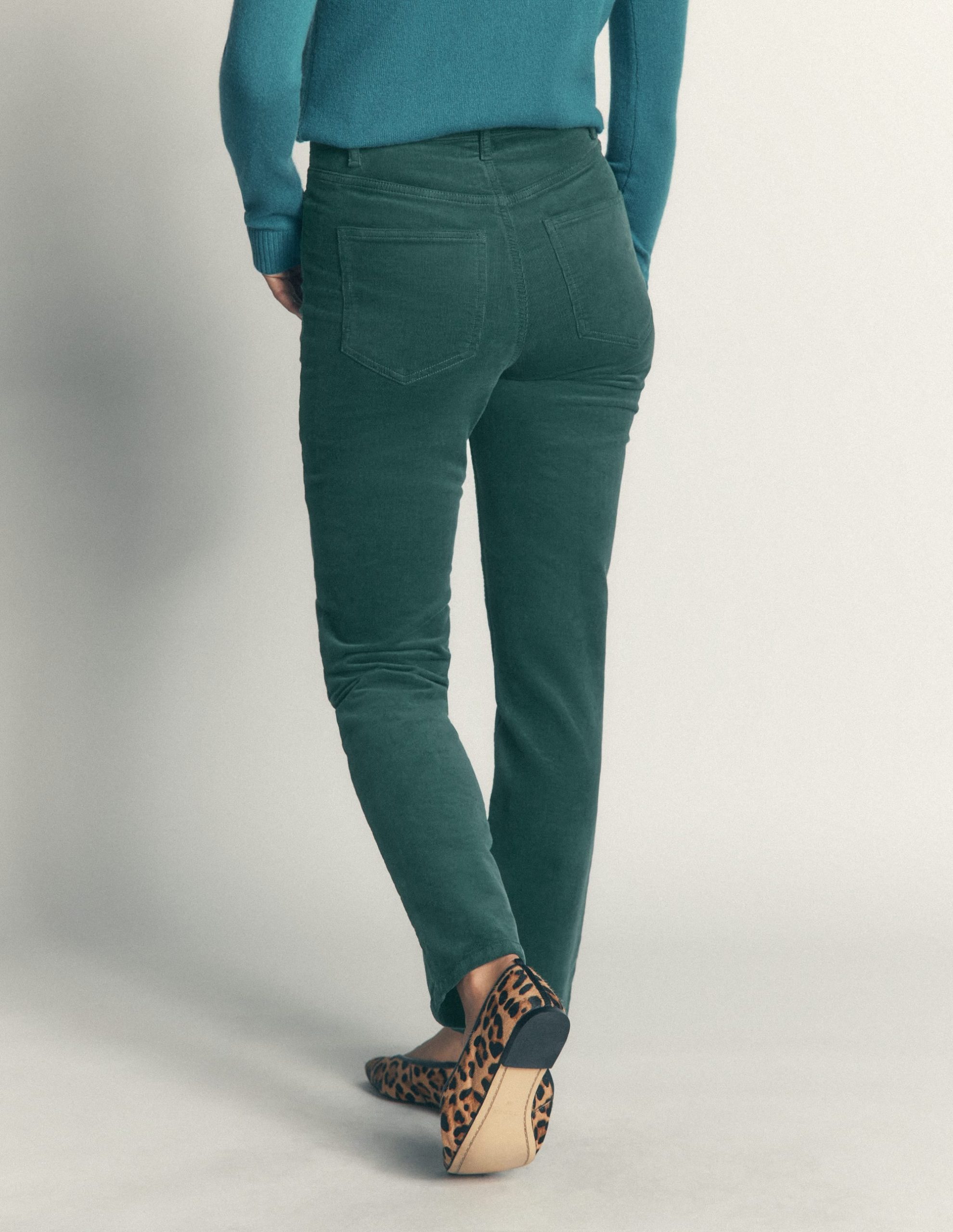 High Rise Cord Slim Jeans-Sea Moss - Image 3