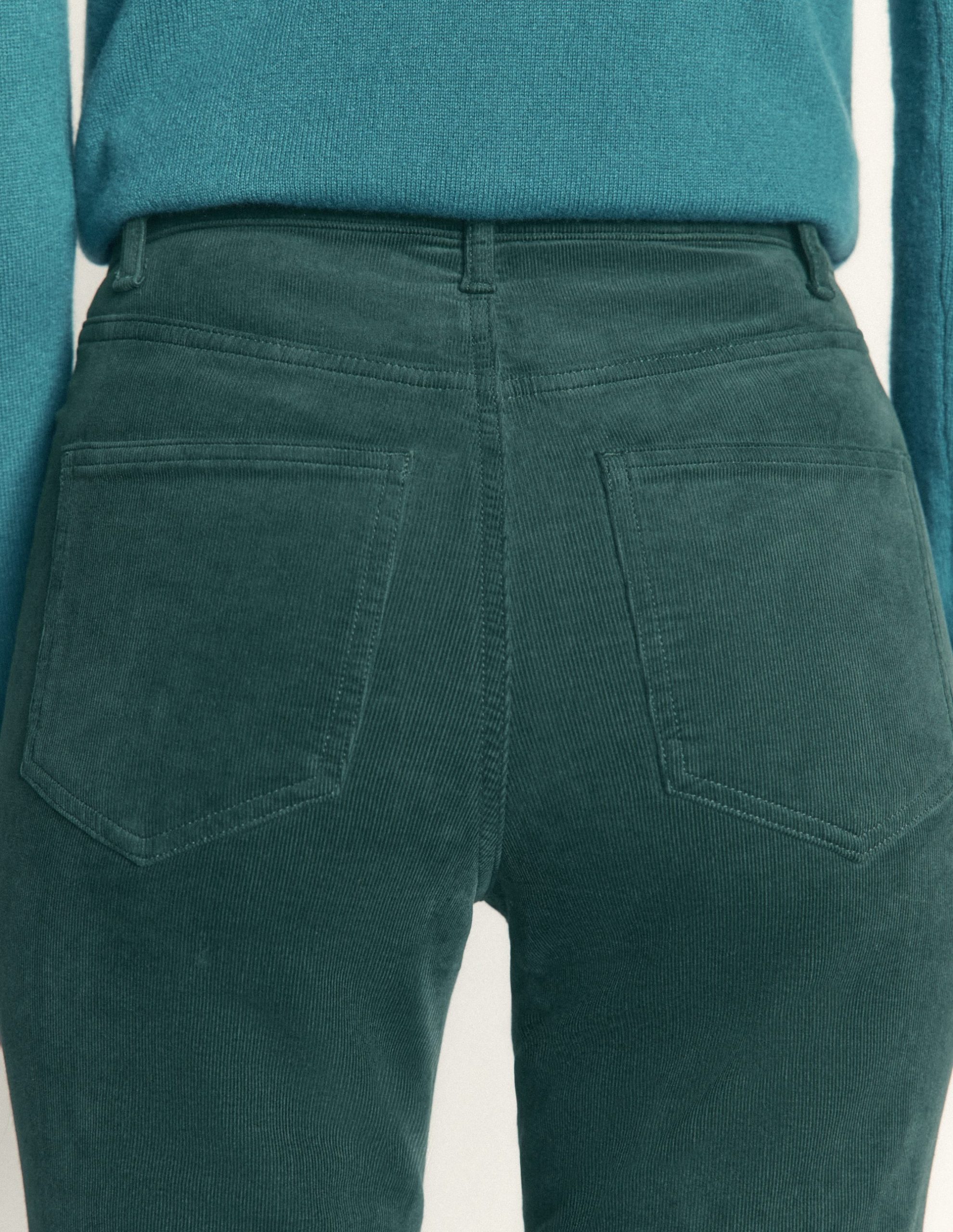High Rise Cord Slim Jeans-Sea Moss - Image 5
