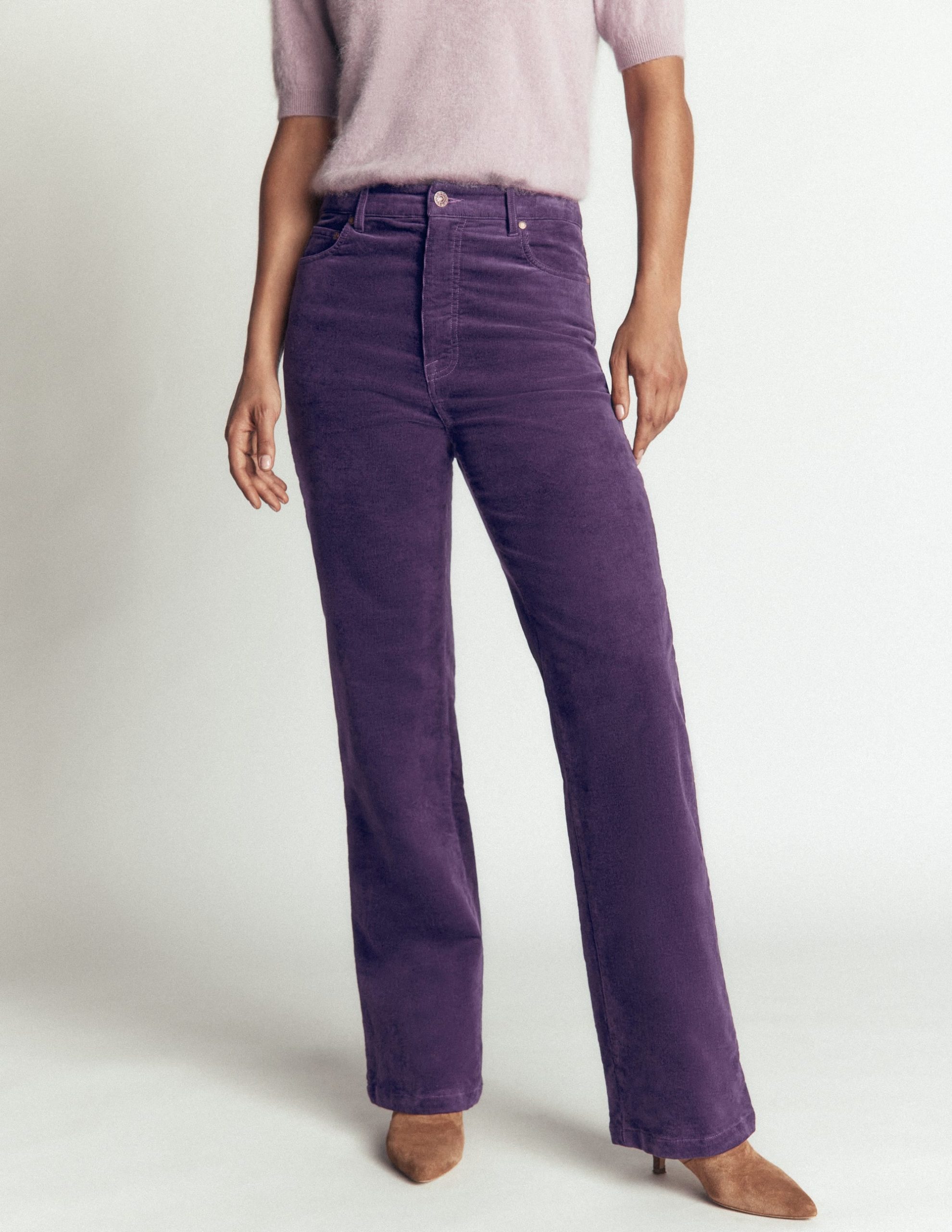 5-Pocket Cord Column Jeans-Deep Grape - Image 4