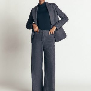 Belgravia Wool Blend Pants-Blue Herringbone