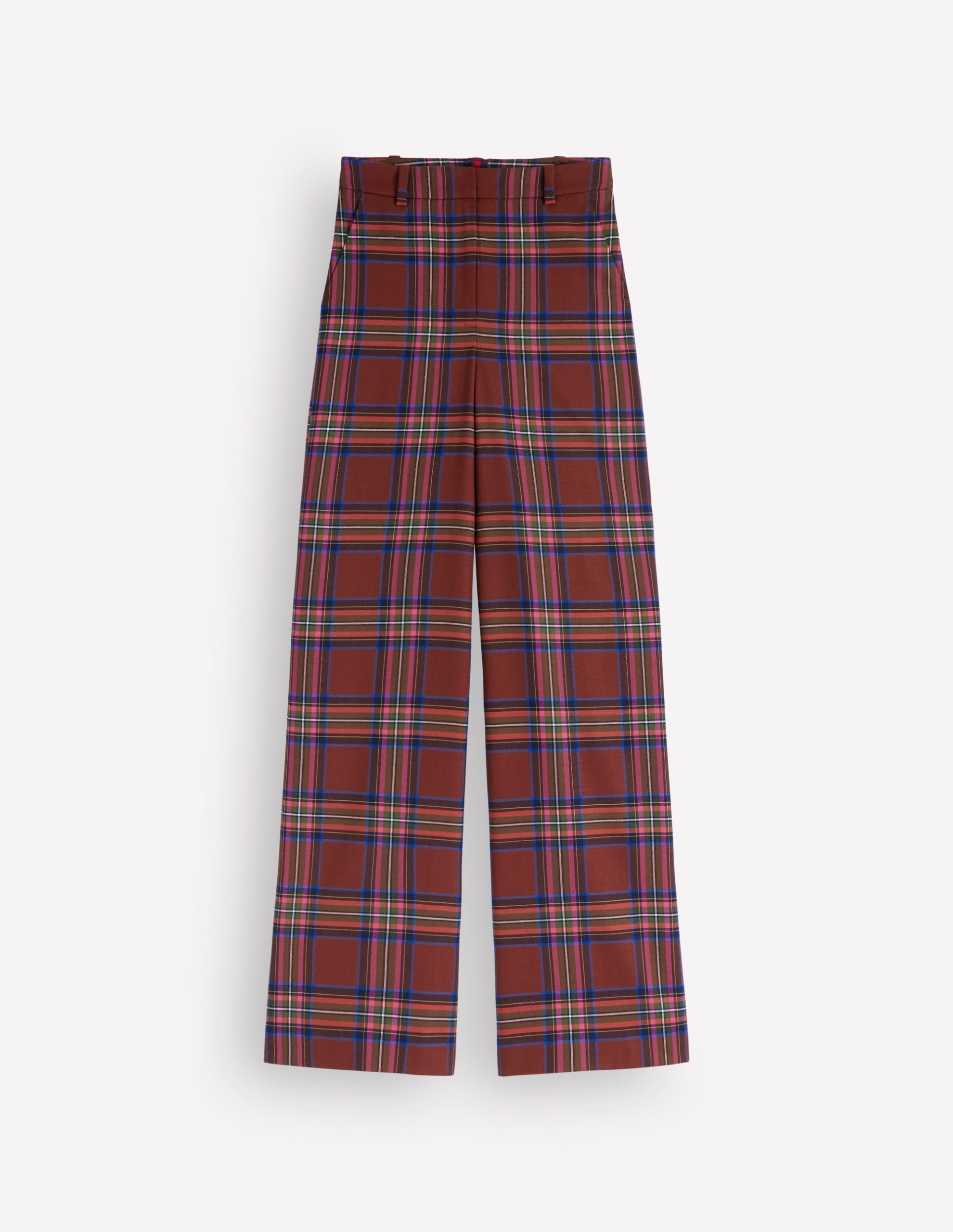 Belgravia Wool Blend Pants-Brown. Blue. and Pink Check - Image 6