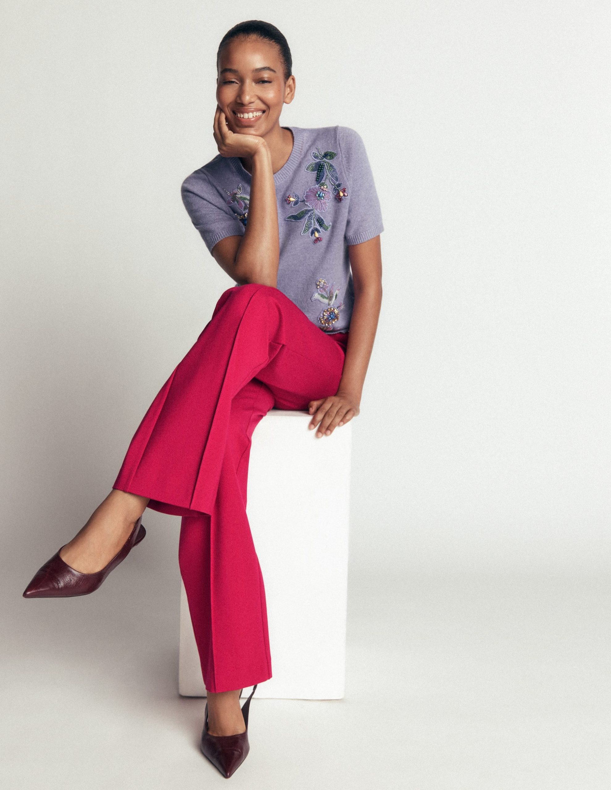 Straight Leg Ponte Pants-Pomegranate - Image 5