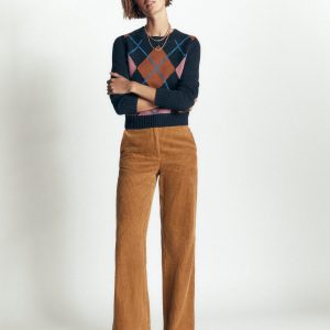 Fitzrovia Cord Column Pants-Gingerbread