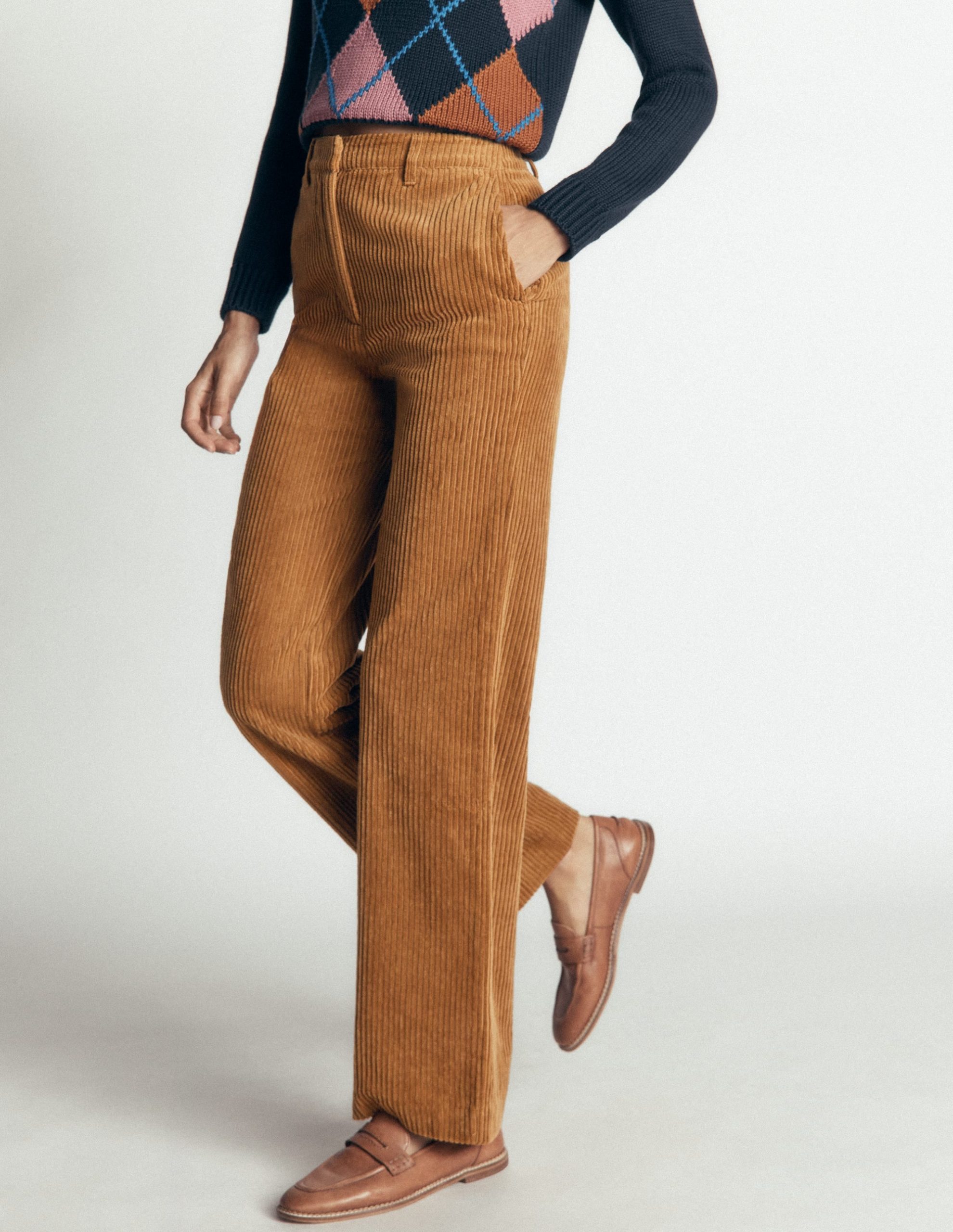 Fitzrovia Cord Column Pants-Gingerbread - Image 6