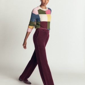 Fitzrovia Cord Column Pants-Dark Cherry