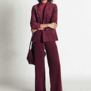 Belgravia Cord Pants-Dark Crimson