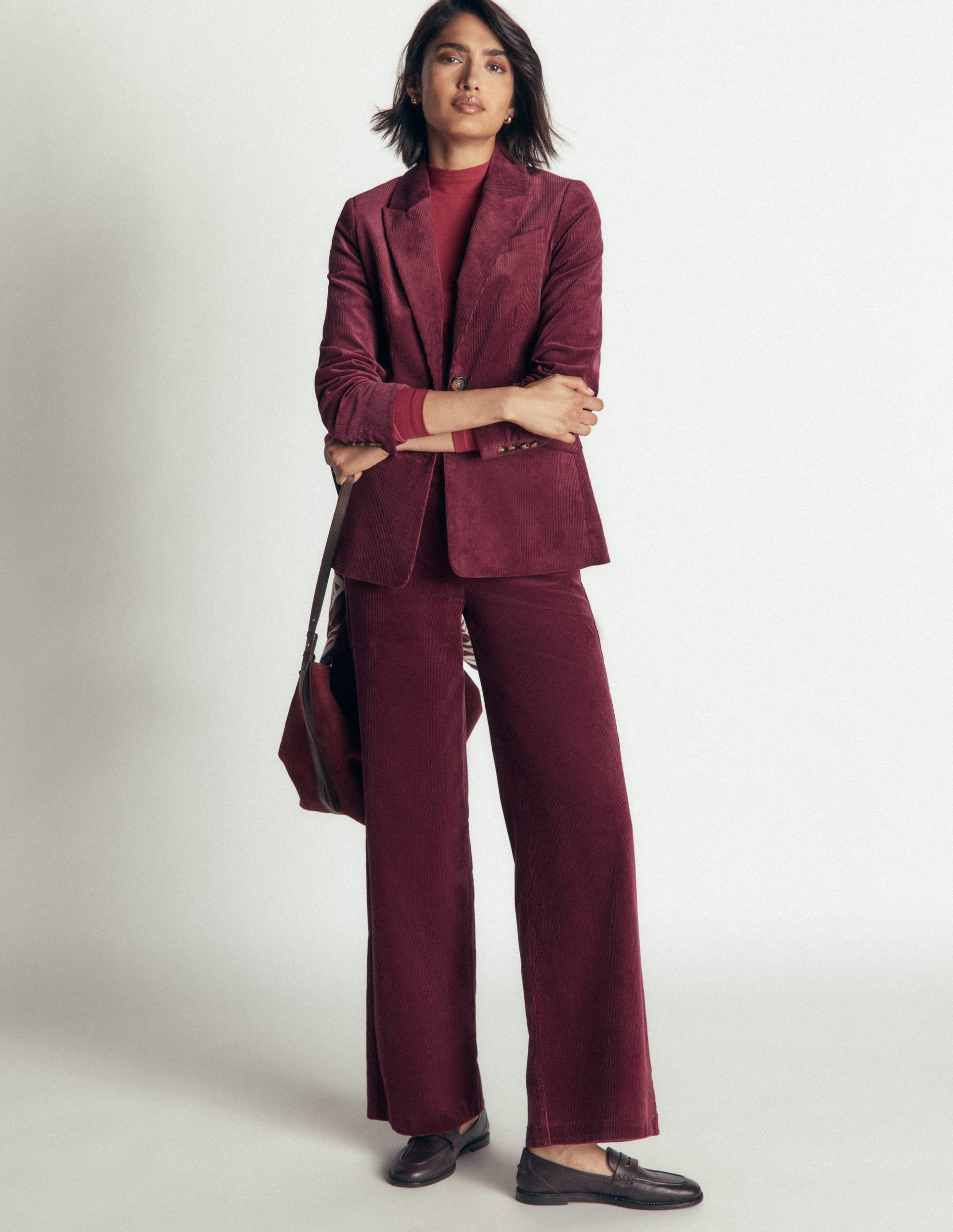 Belgravia Cord Pants-Dark Crimson