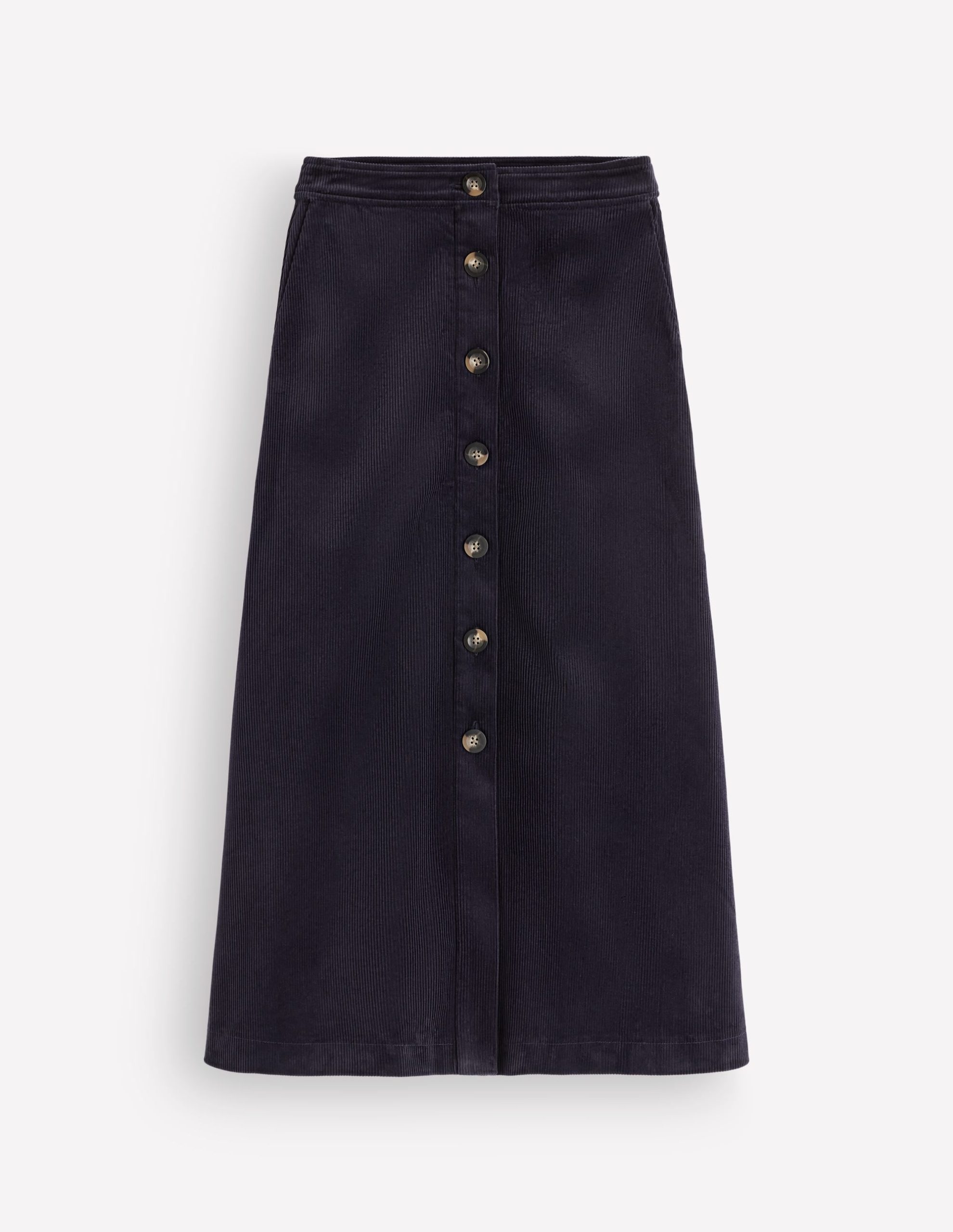 Val Button Cord Midi Skirt-Navy - Image 5