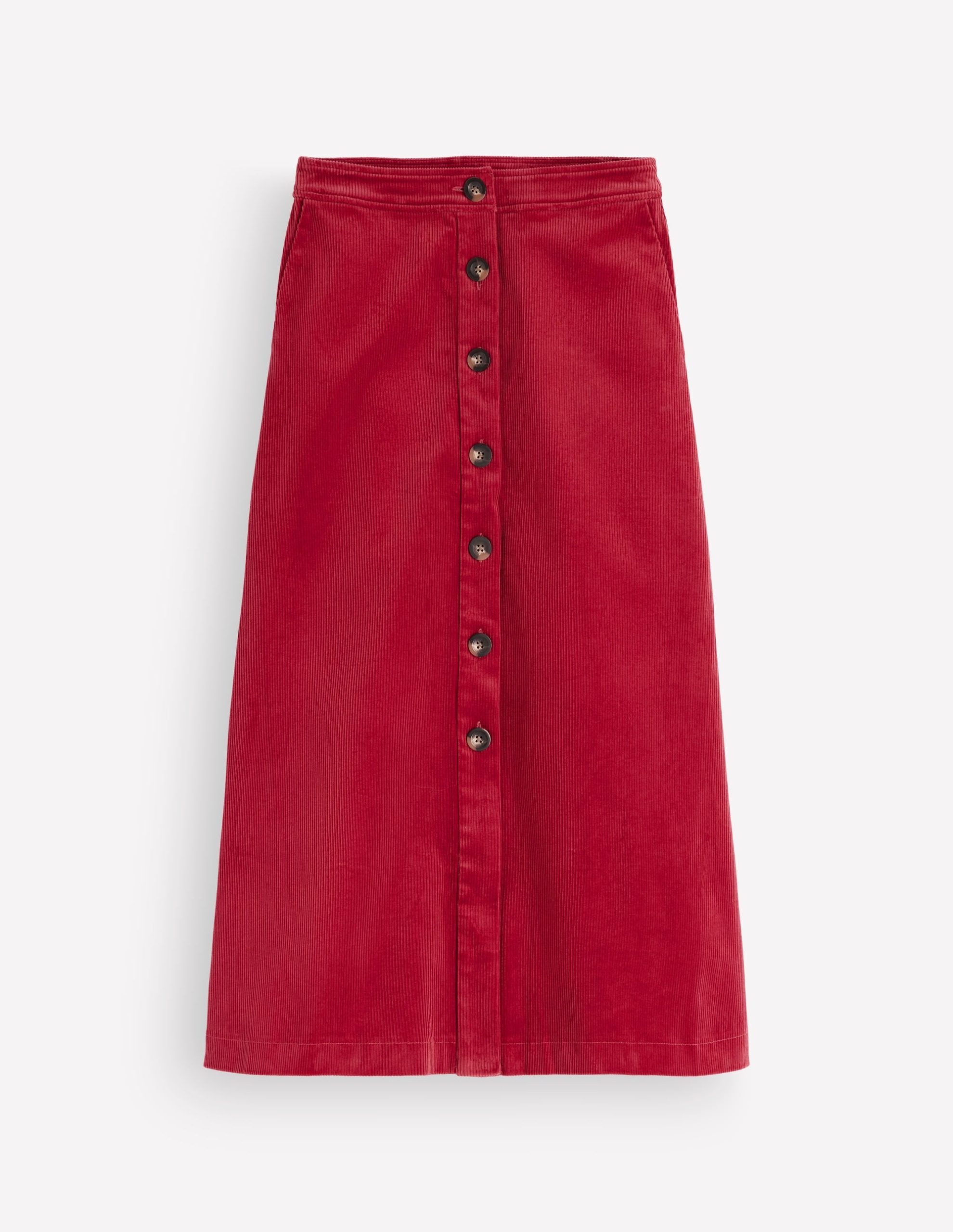 Val Button Cord Midi Skirt-Red Earth - Image 6