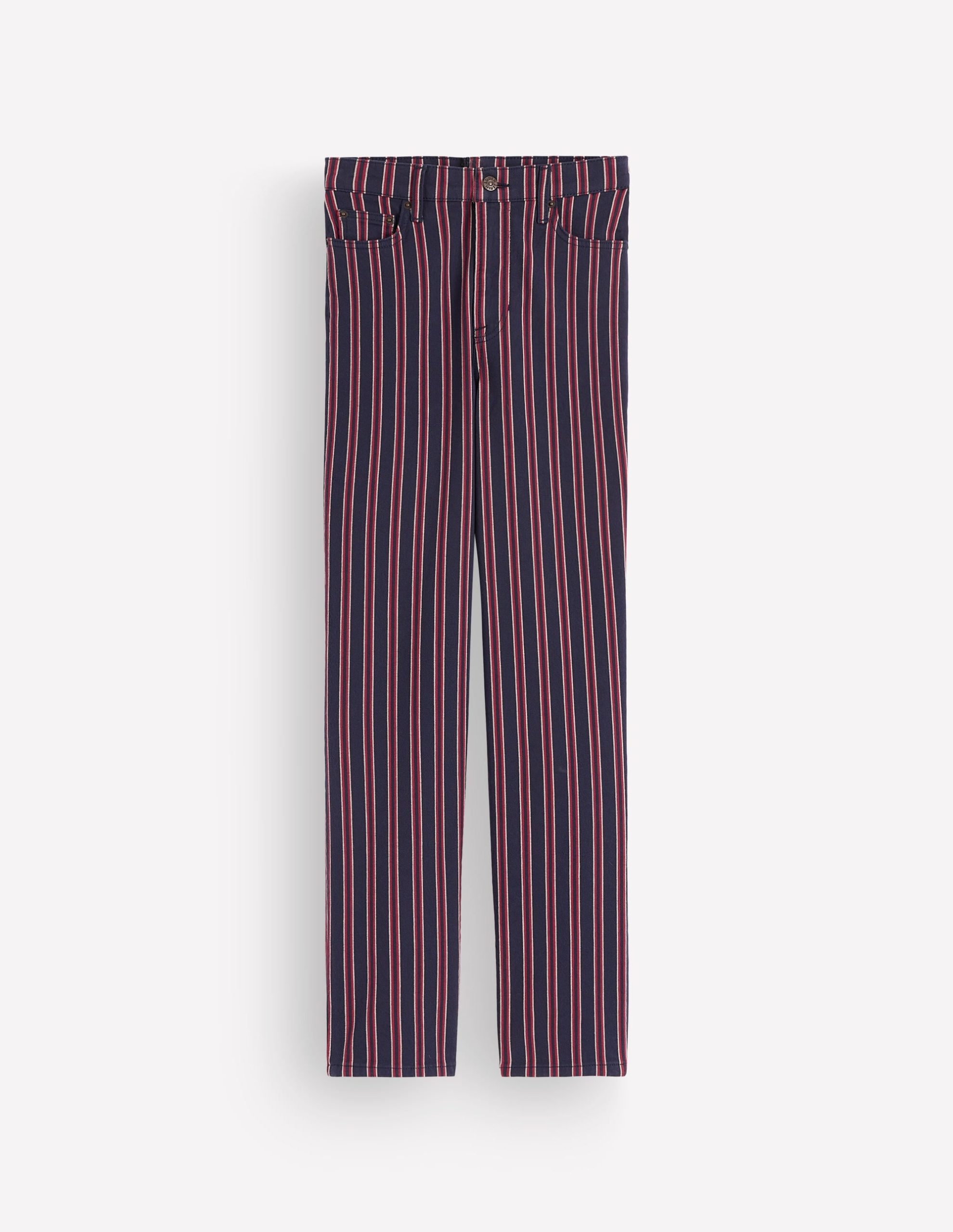 High Rise Straight Jeans-Navy Red Stripe - Image 6