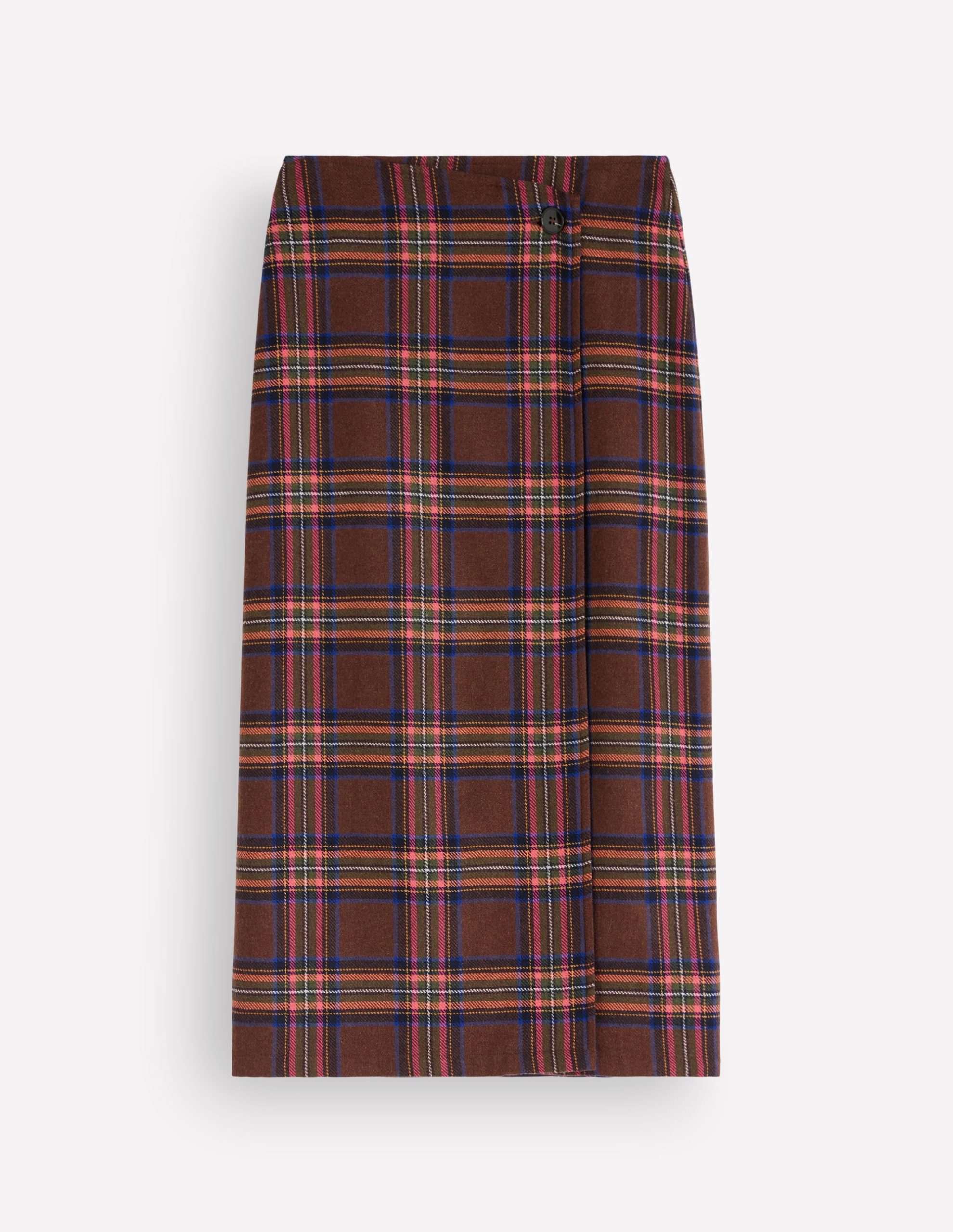 Column Wrap Skirt-Brown. Blue and Orange Check - Image 4
