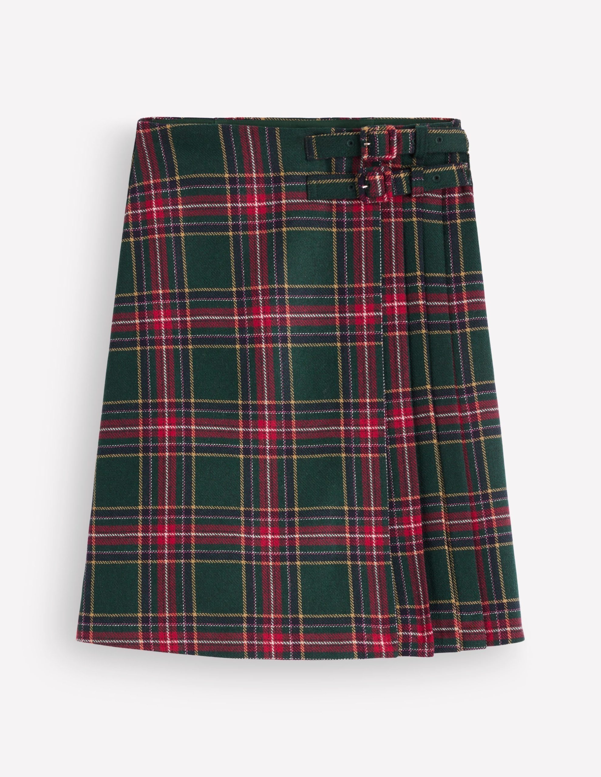 Vera Double Buckle Kilt-Green. Navy And Red Check - Image 7
