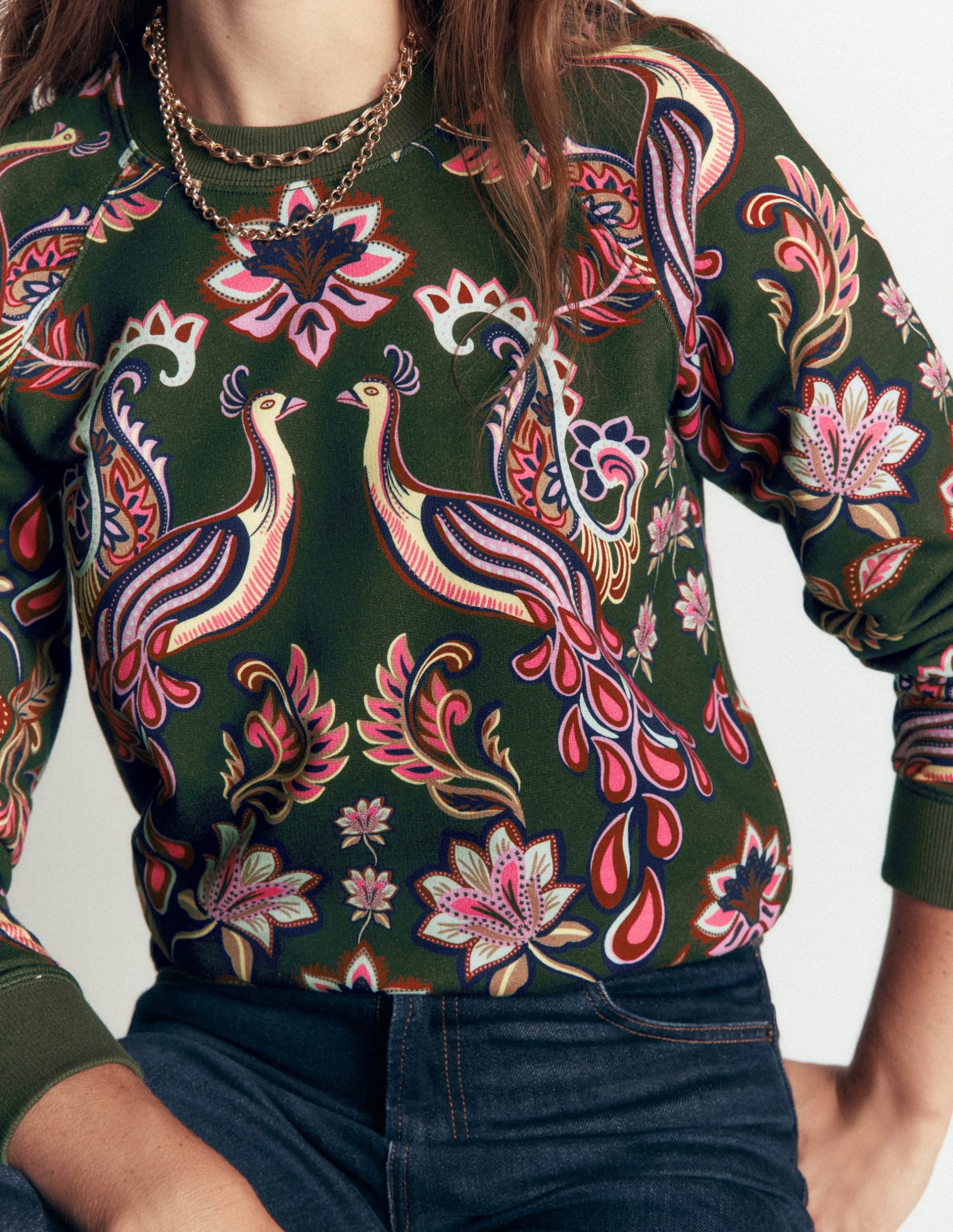 Rosa Printed Sweatshirt-Peacock Paradise Placement - Image 2