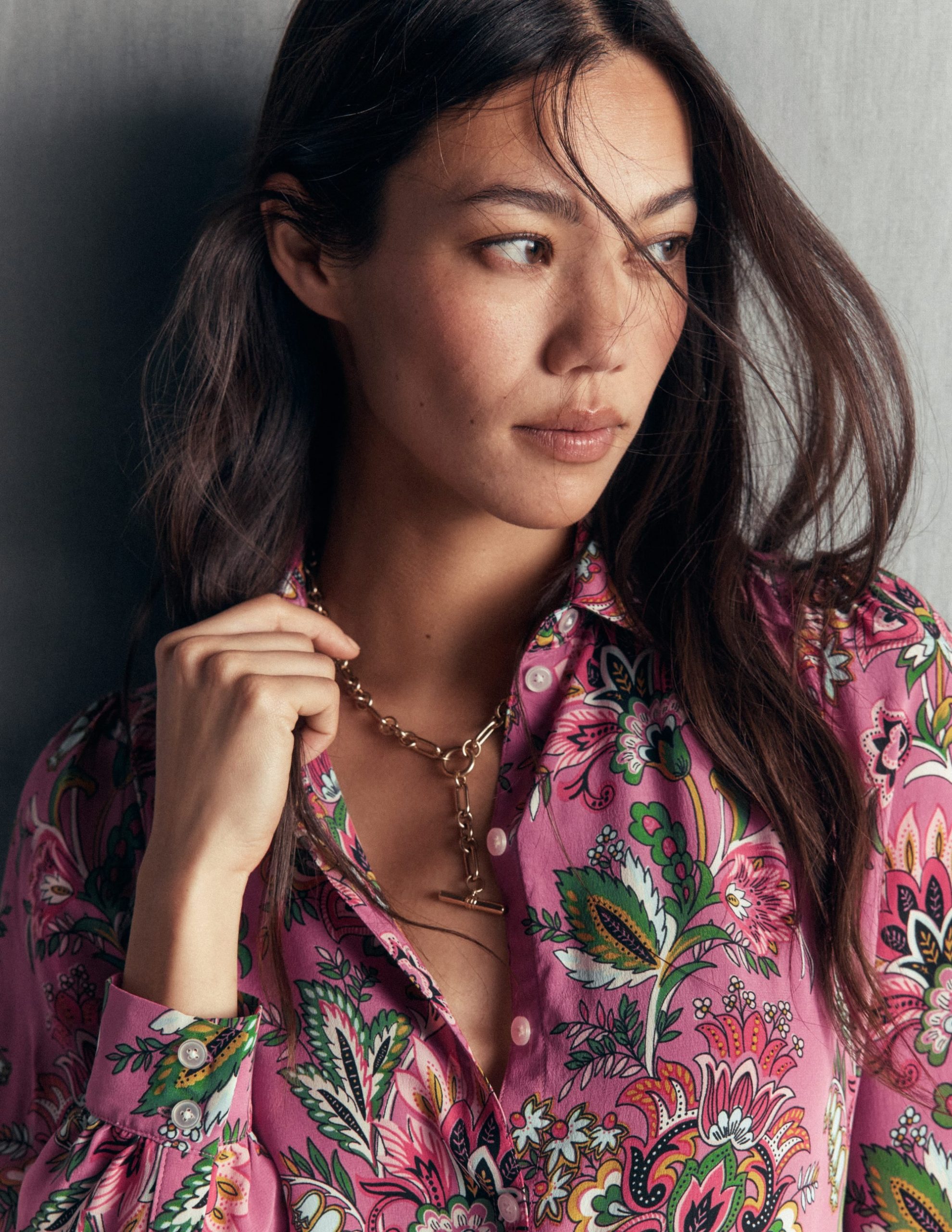 Sara Silk Shirt-Pink Heather. Frosted Flora - Image 3