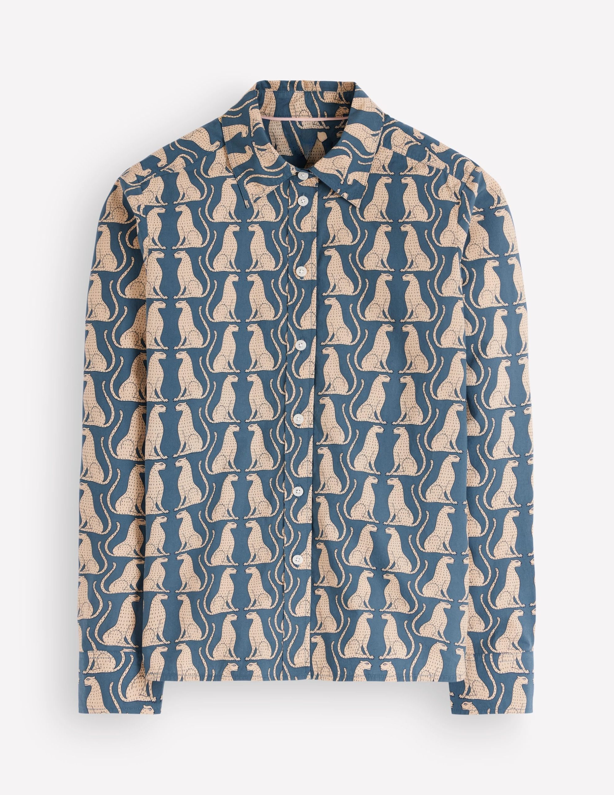 The New Sienna Cotton Shirt-Storm Blue. Patient Leopard - Image 5