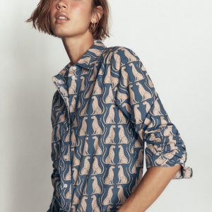 The New Sienna Cotton Shirt-Storm Blue. Patient Leopard