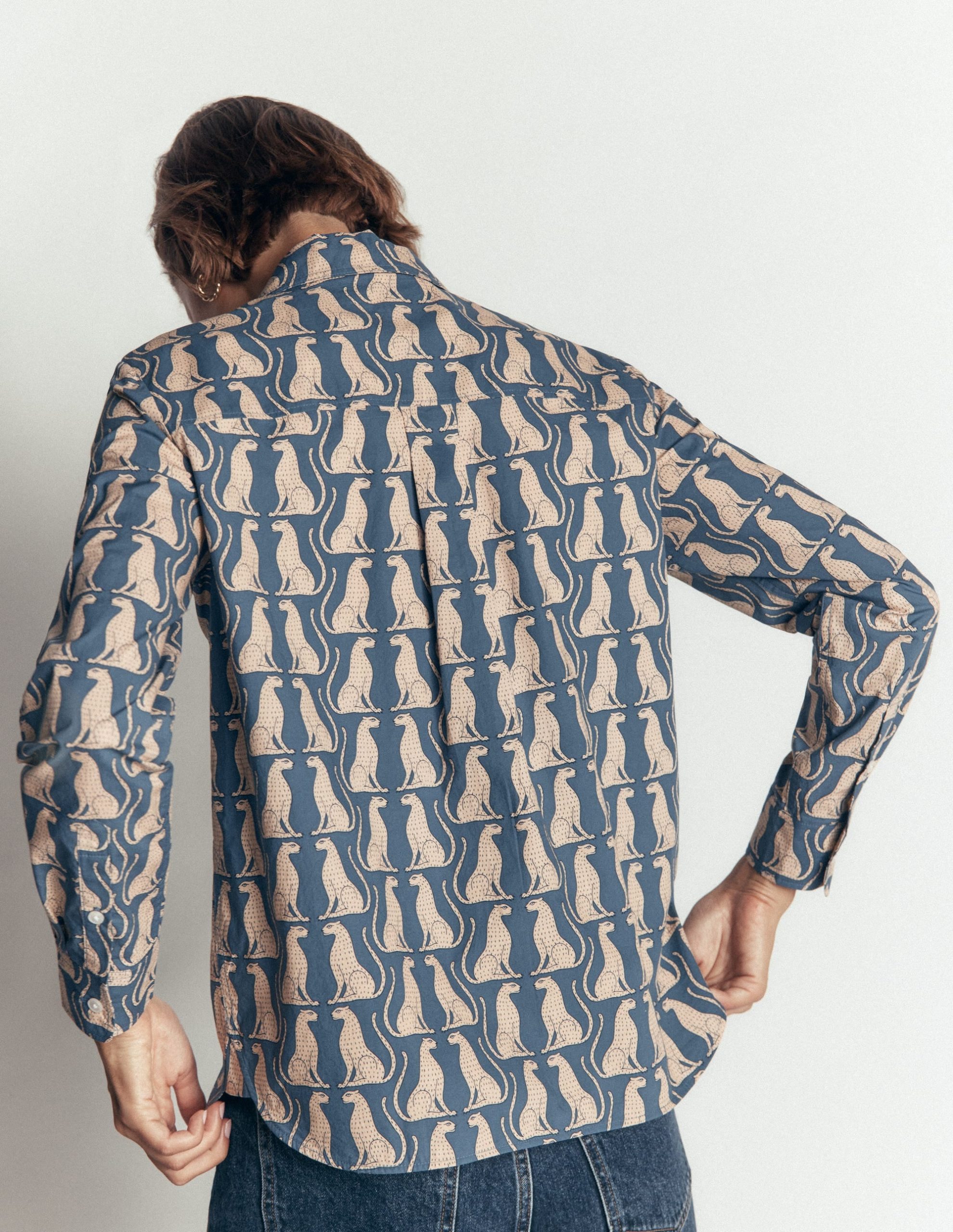The New Sienna Cotton Shirt-Storm Blue. Patient Leopard - Image 3