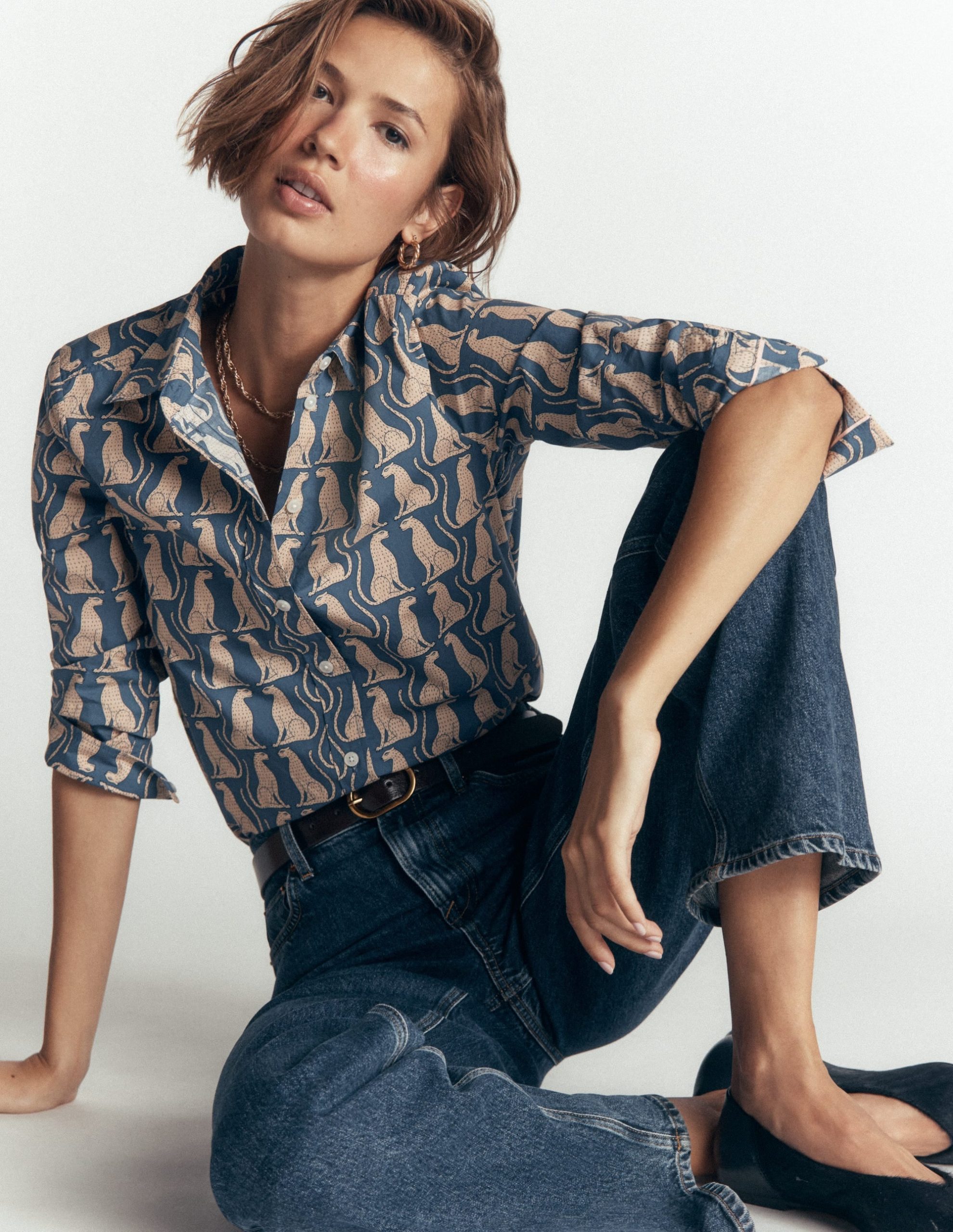The New Sienna Cotton Shirt-Storm Blue. Patient Leopard - Image 4