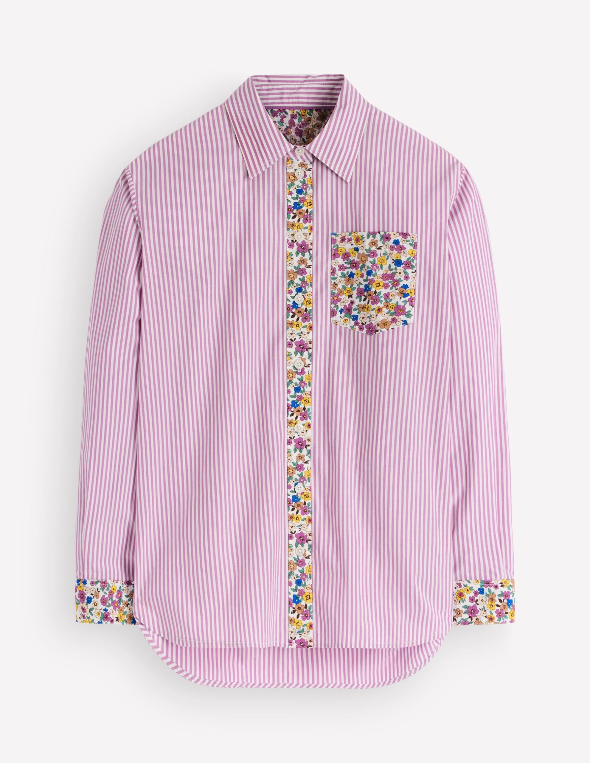 Sienna Relaxed Cotton Shirt-Clover Purple. Hotched Floral - Image 5