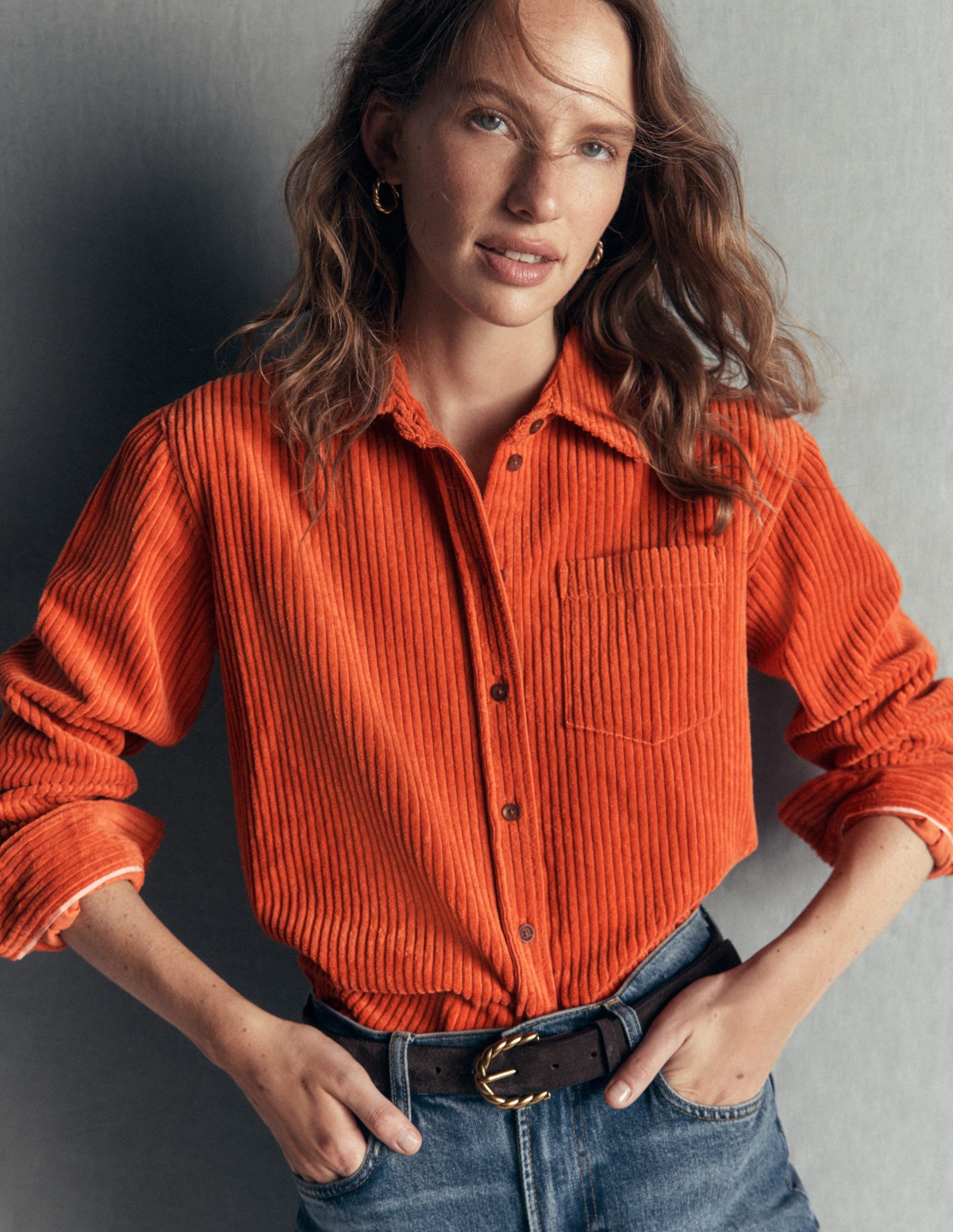 Sienna Relaxed Cord Shirt-Spiced Ginger - Image 2