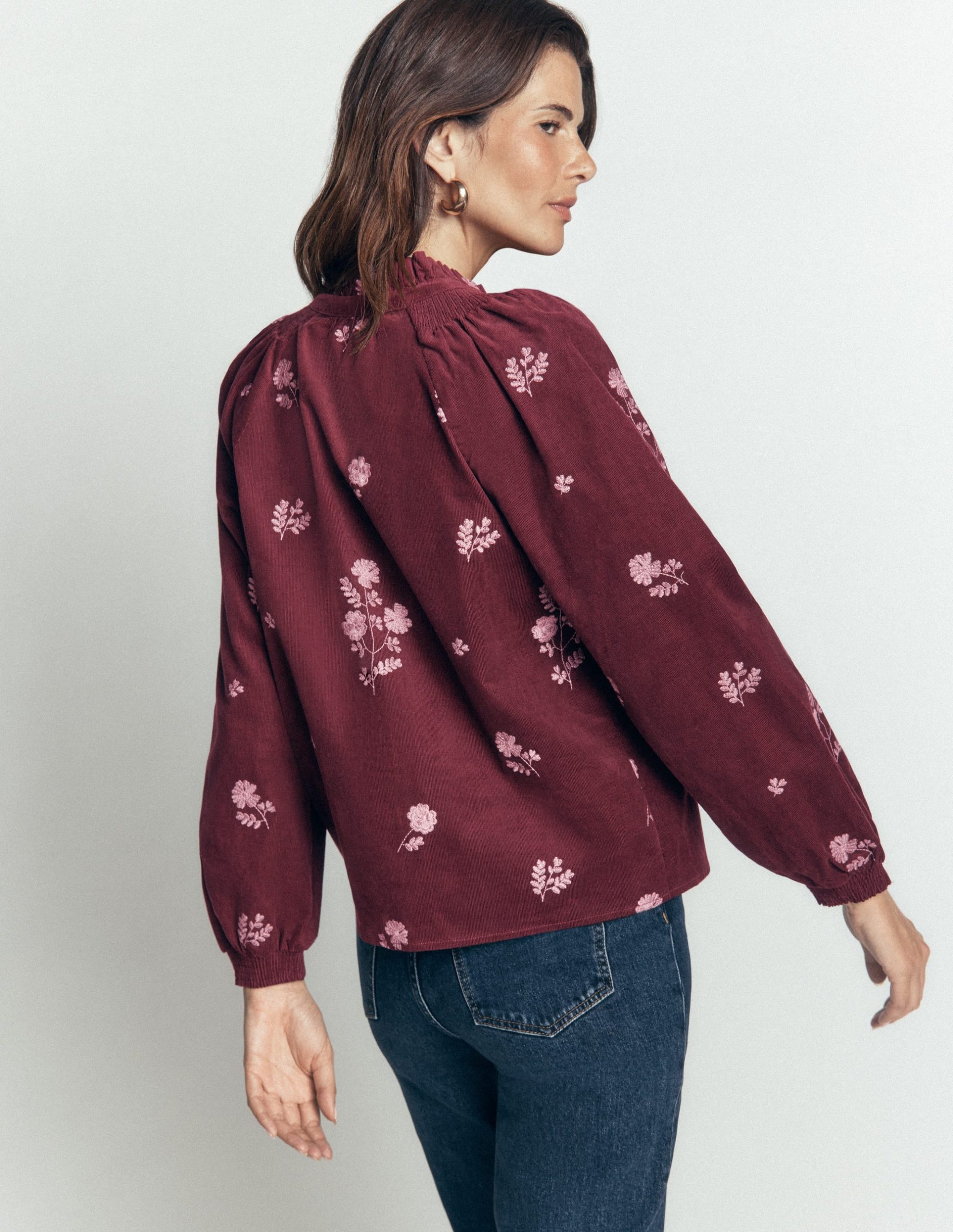 Erica Frill Cord Top-Deep Wisteria. Embroidered - Image 3