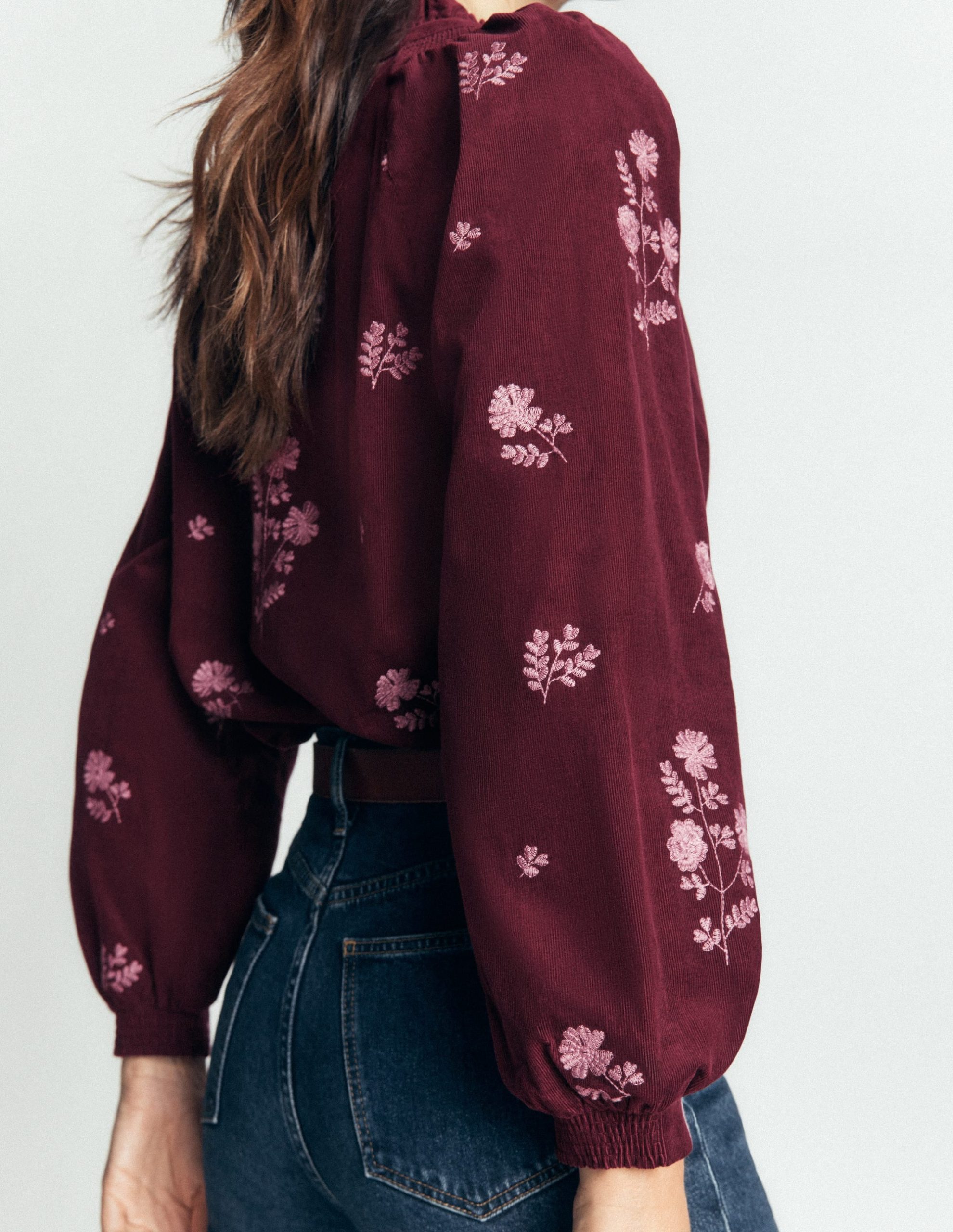 Erica Frill Cord Top-Deep Wisteria. Embroidered - Image 5
