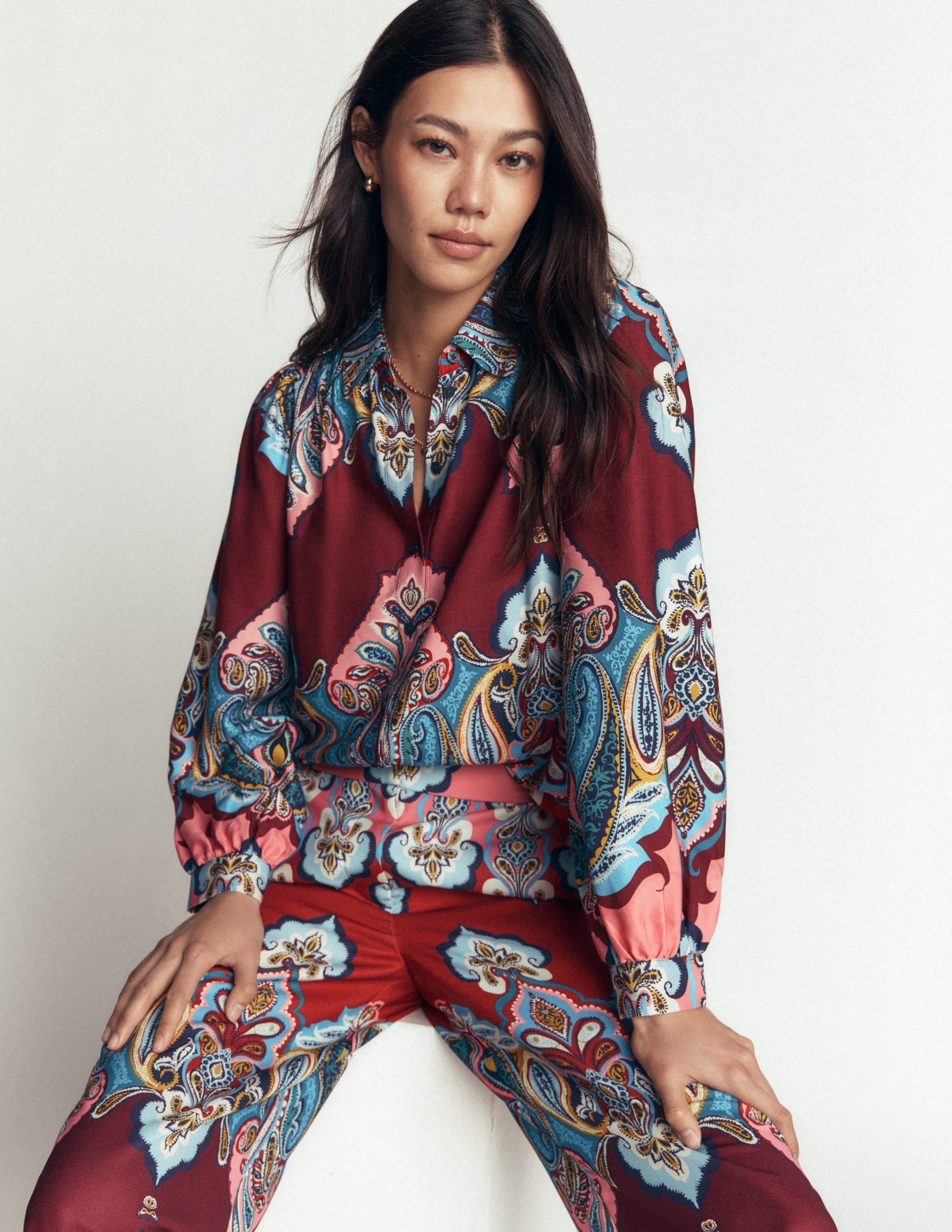 Long Sleeve Printed Shirt-Multi. Popping Paisley - Image 2