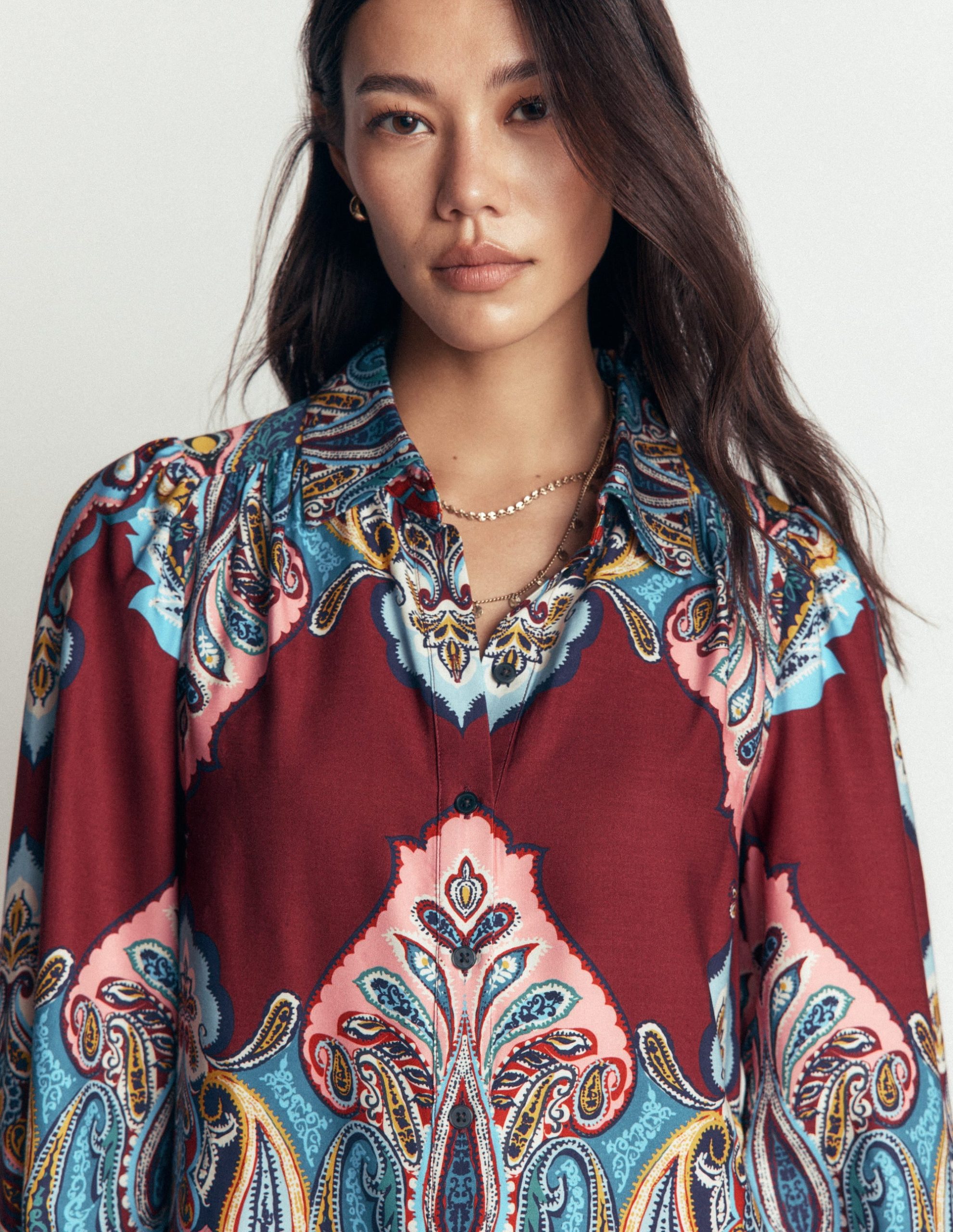 Long Sleeve Printed Shirt-Multi. Popping Paisley - Image 3